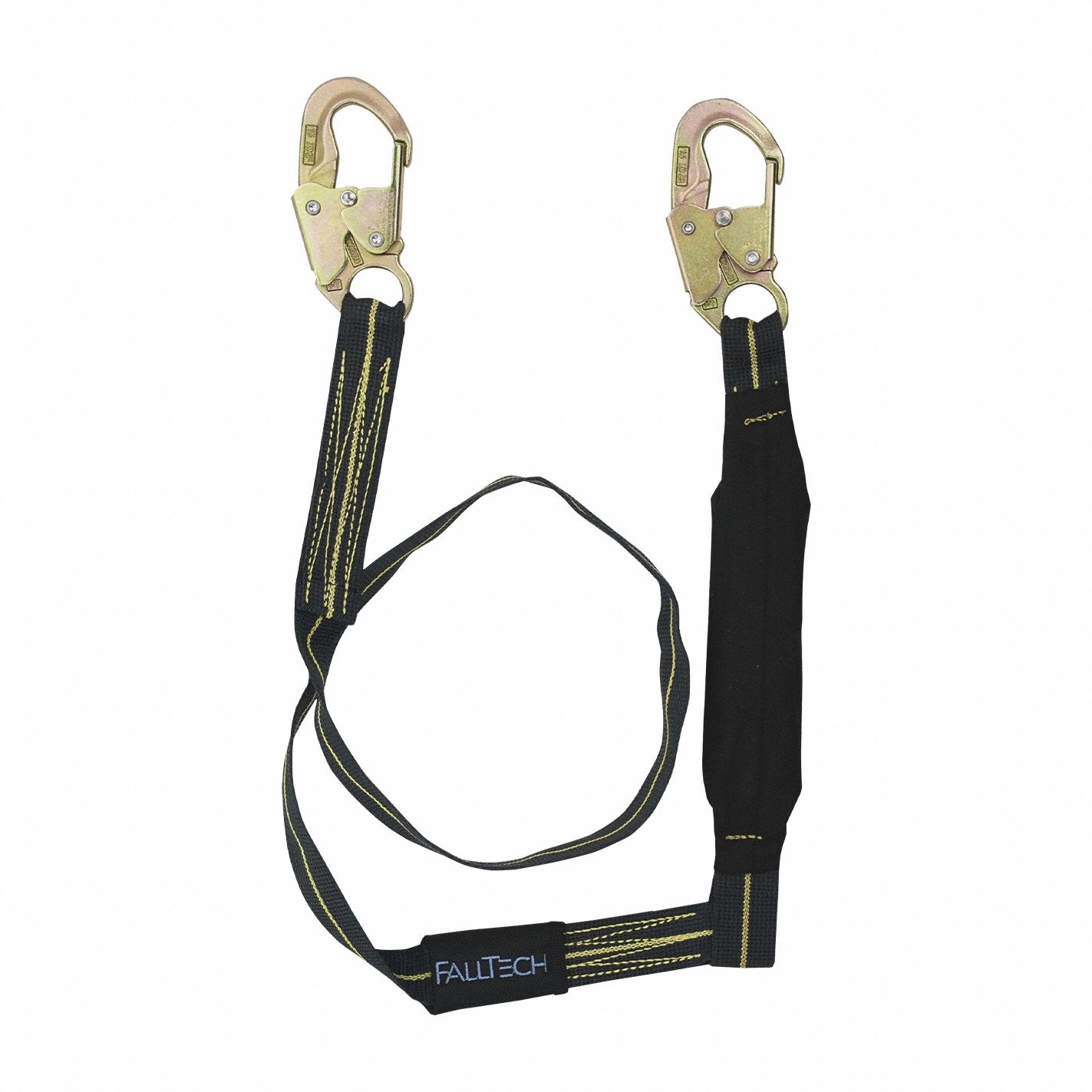 Shock-Absorbing Lanyard: Shock Pack, Steel Snap Hook, Steel Snap Hook, 310 lb Capacity