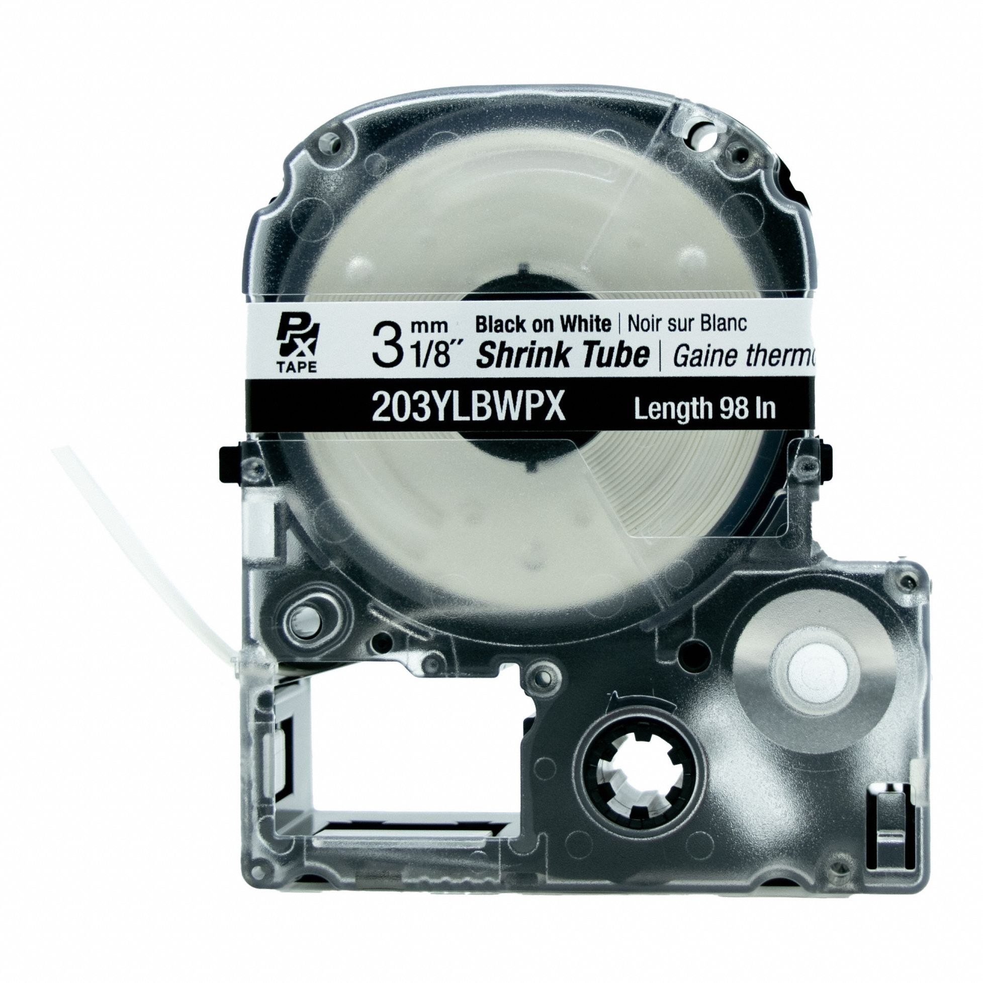 Sleeve Label: 1/8 in, Polyolefin, White (Matte), For 22 AWG to 16 AWG Wire Gauge