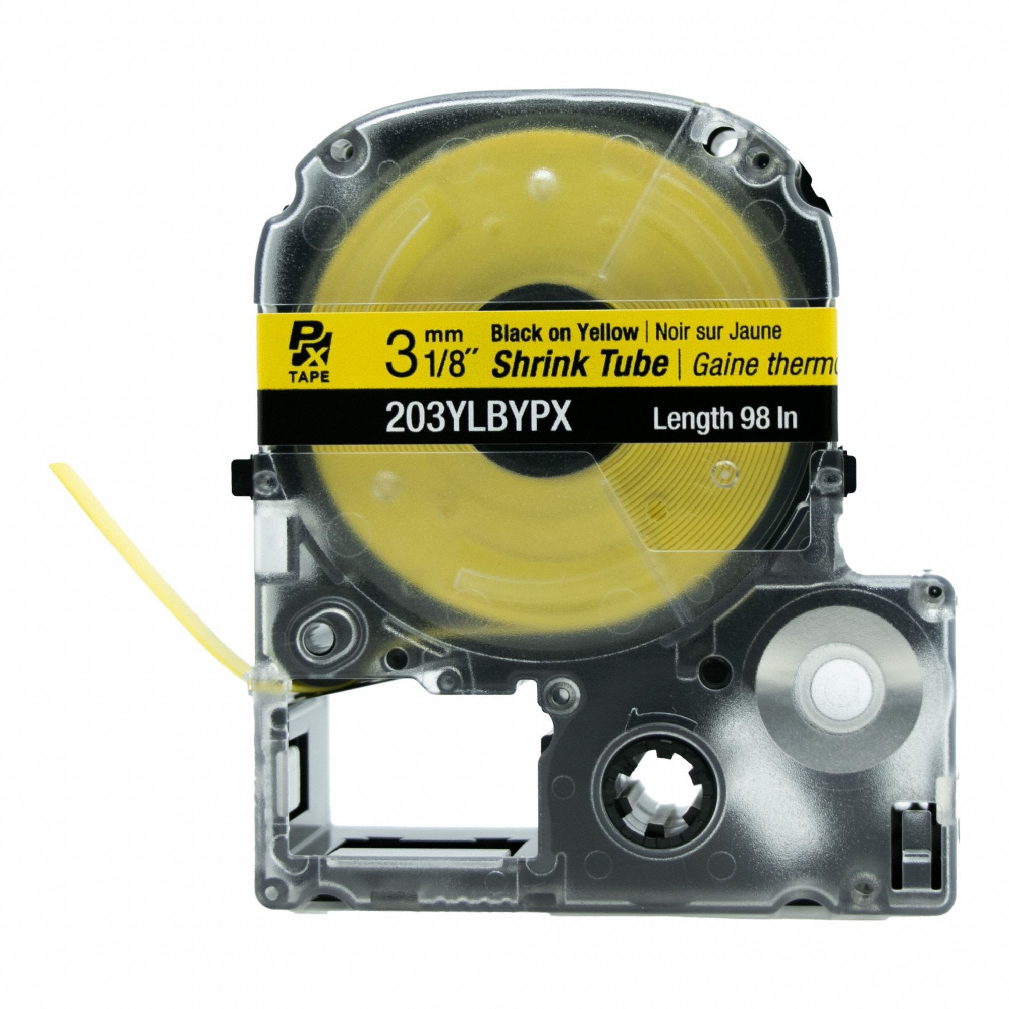 Sleeve Label: 1/8 in, Polyolefin, Yellow (Matte), For 22 AWG to 16 AWG Wire Gauge