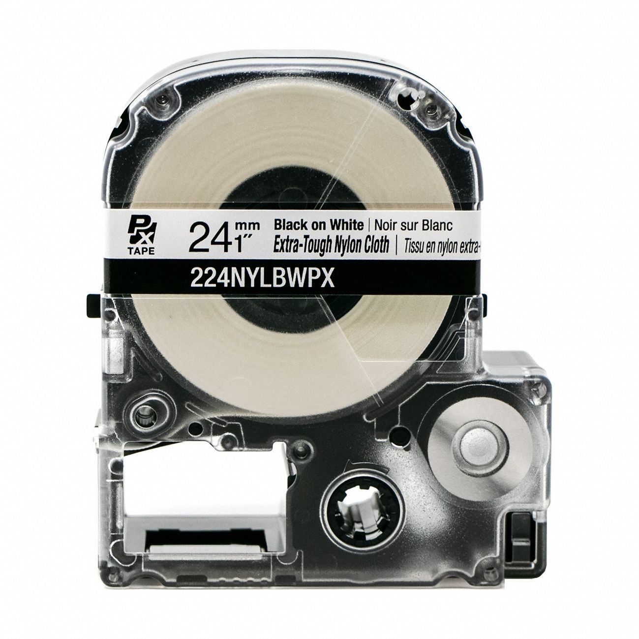 Combined Label and Ribbon Cartridge: 1 in x 19 ft, Nylon, White (Matte), Indoor/Outdoor