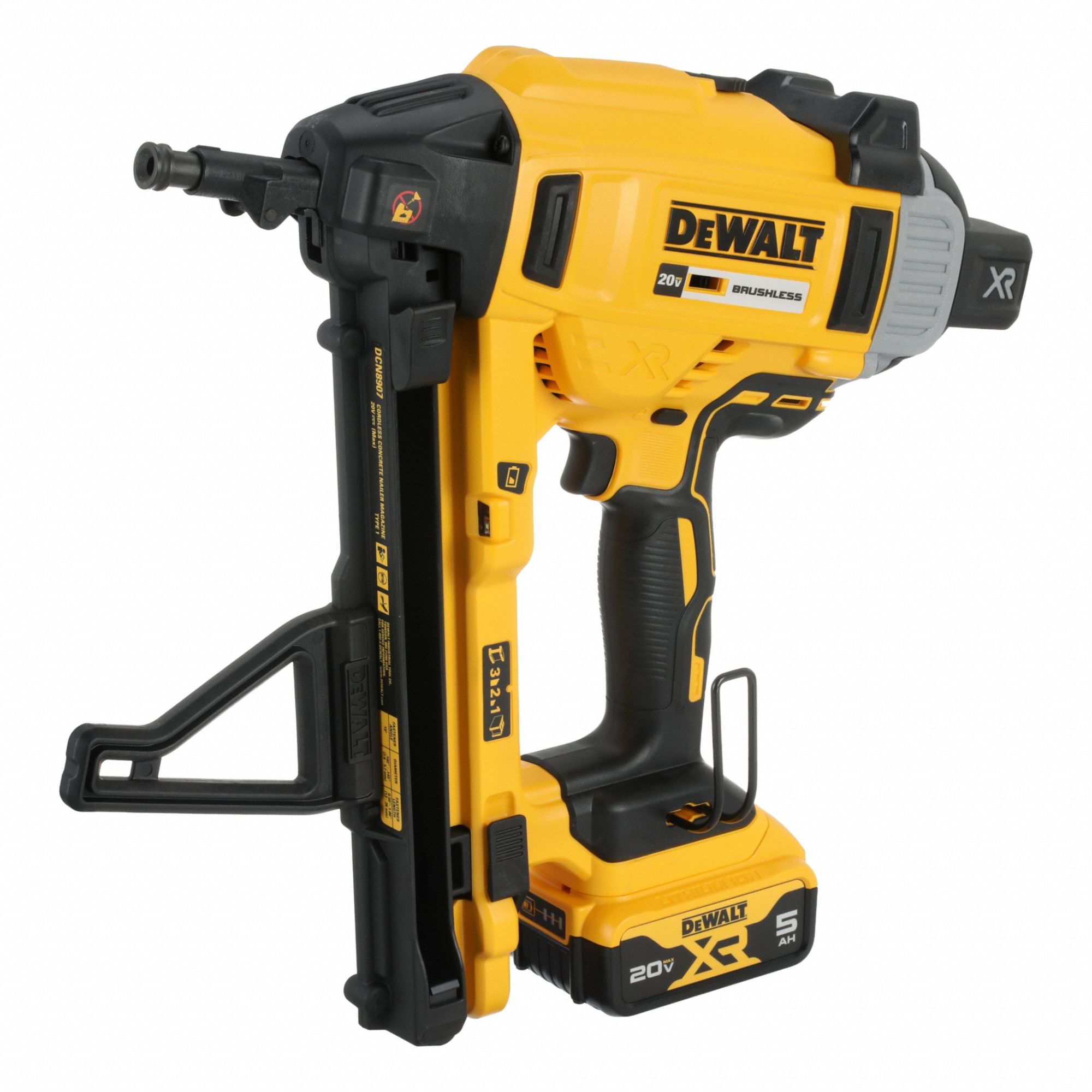 Nail Gun Kit: Concrete, Sequential, (2) 5.0 Ah, Plastic, Strip Collation, 15°, 20V MAX* XR®