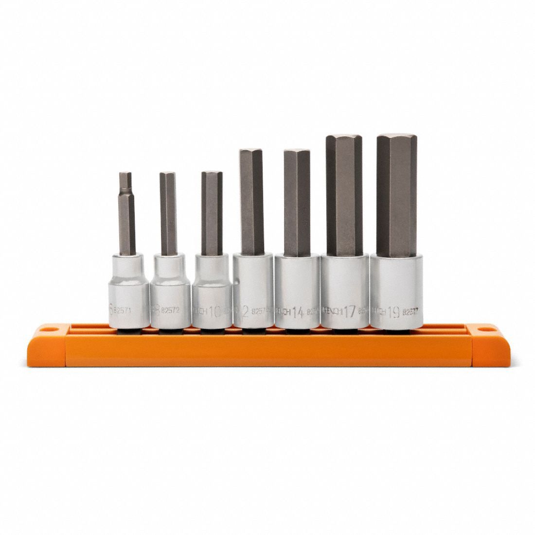 Mid Length Hex Bit Socket Met 1/2 Dr 7PC