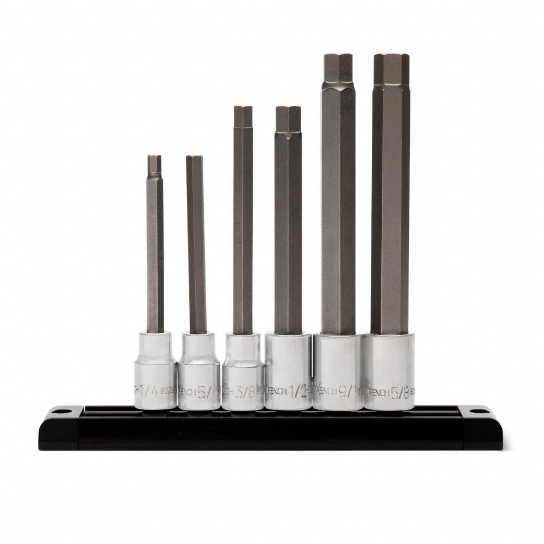 Long Hex Bit Socket 1/2 Drive SAE 6PC