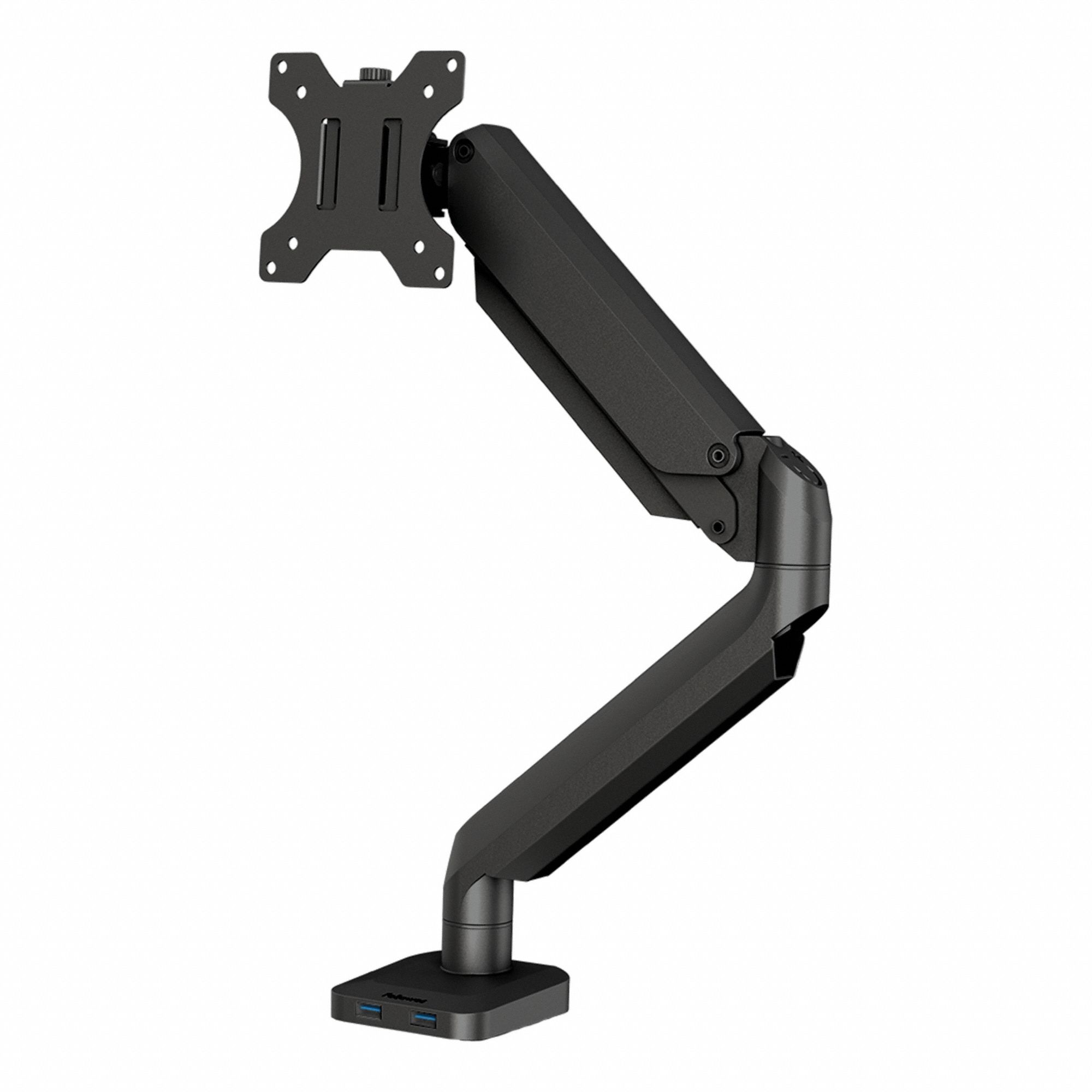 Monitor Arm: Black, Aluminum/Plastic, Clamp/Grommet Mount, 18 lb Wt Capacity
