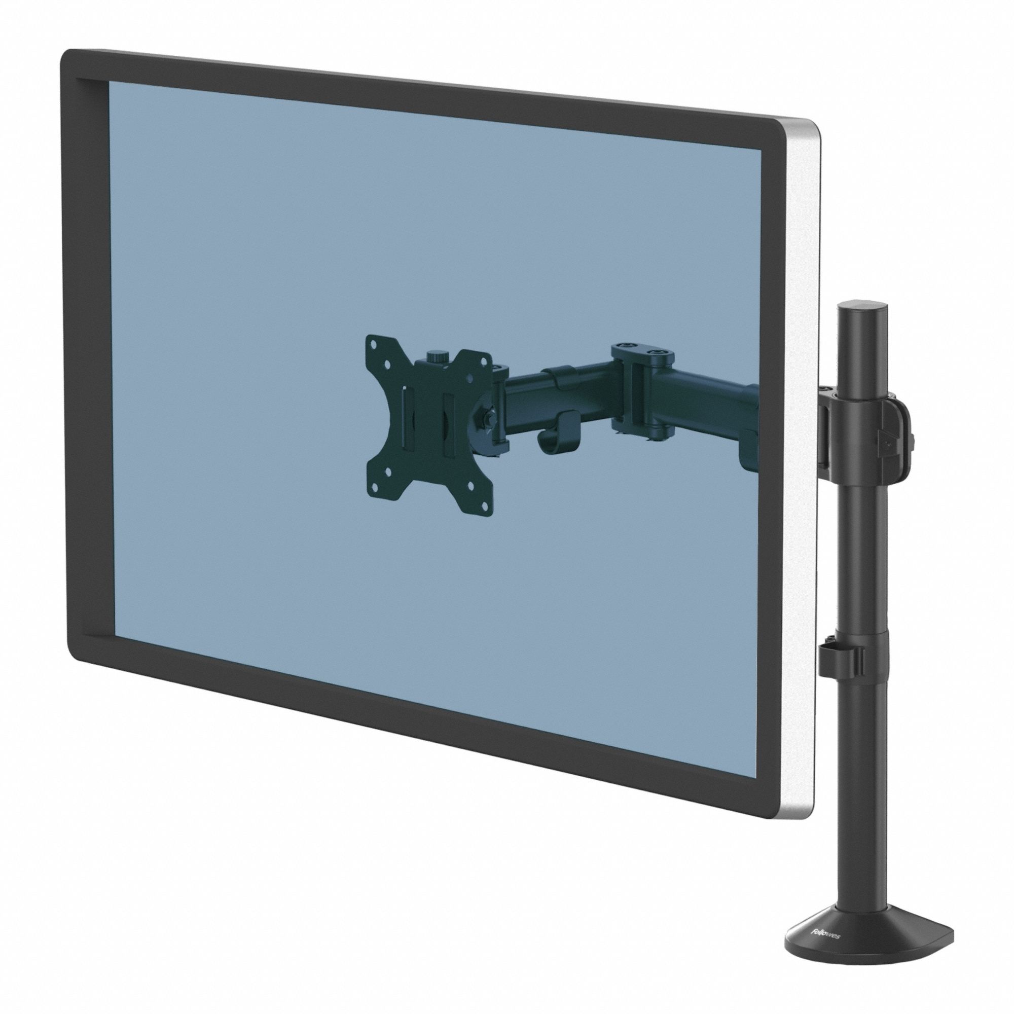 Monitor Arm: Black, Aluminum/Plastic, Clamp/Grommet Mount, 18 lb Wt Capacity