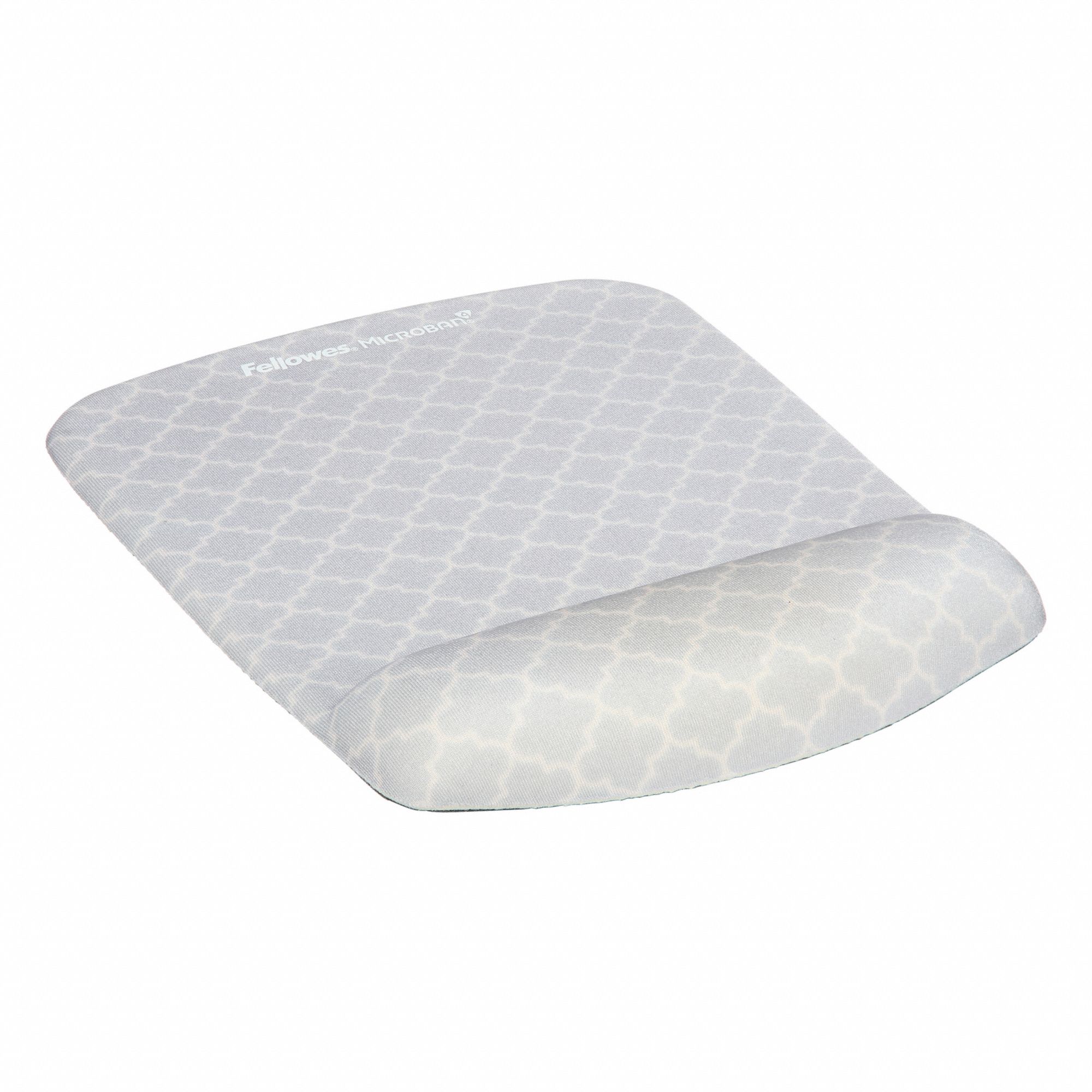 Mouse Pad: Gray/White, Foam, 7 1/4 in Lg, 9 3/8 in Wd