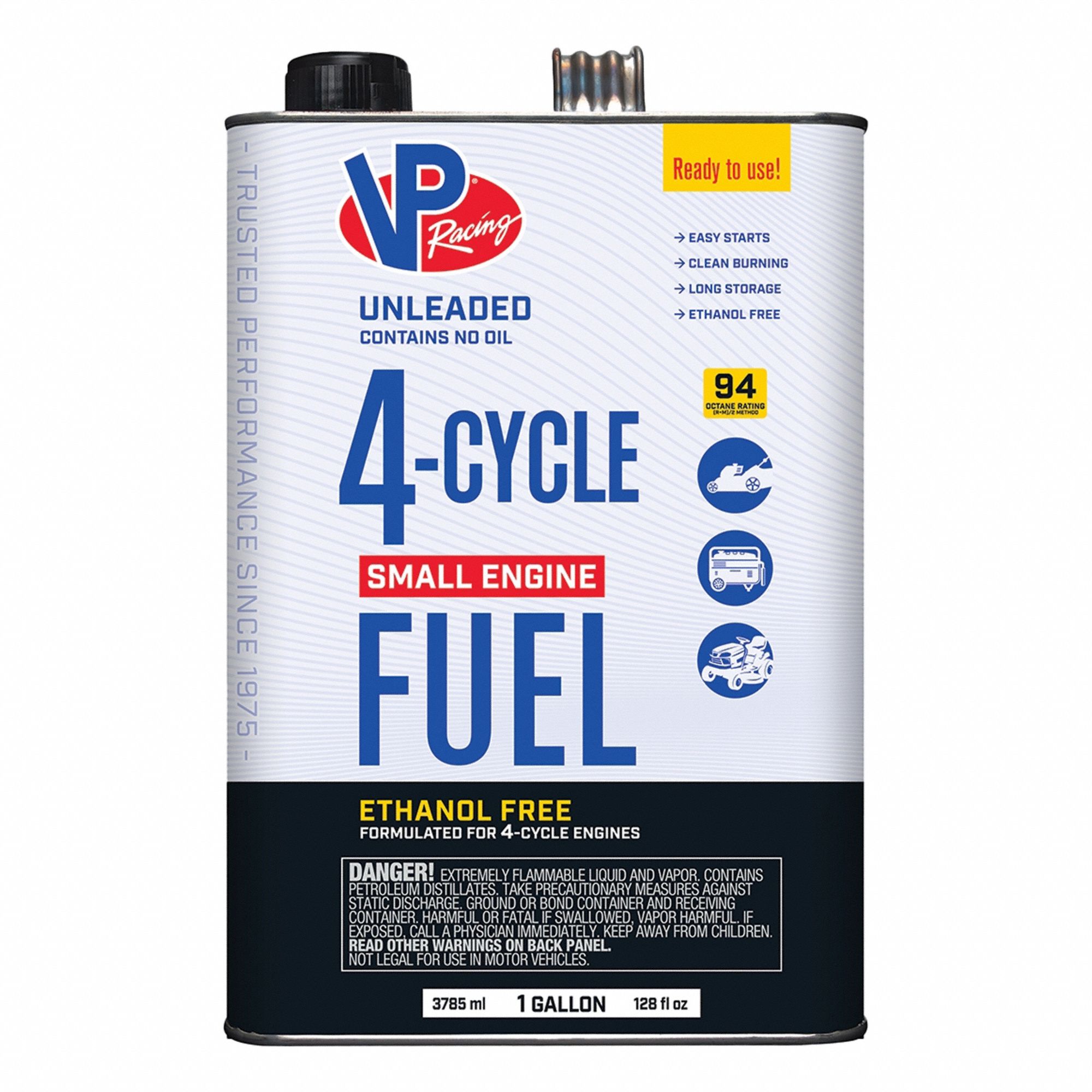 Fuel: Contains No Oil, 1 gal Container Size, Can, 4-Cycle, OSHA 29 CFR 1910.1200