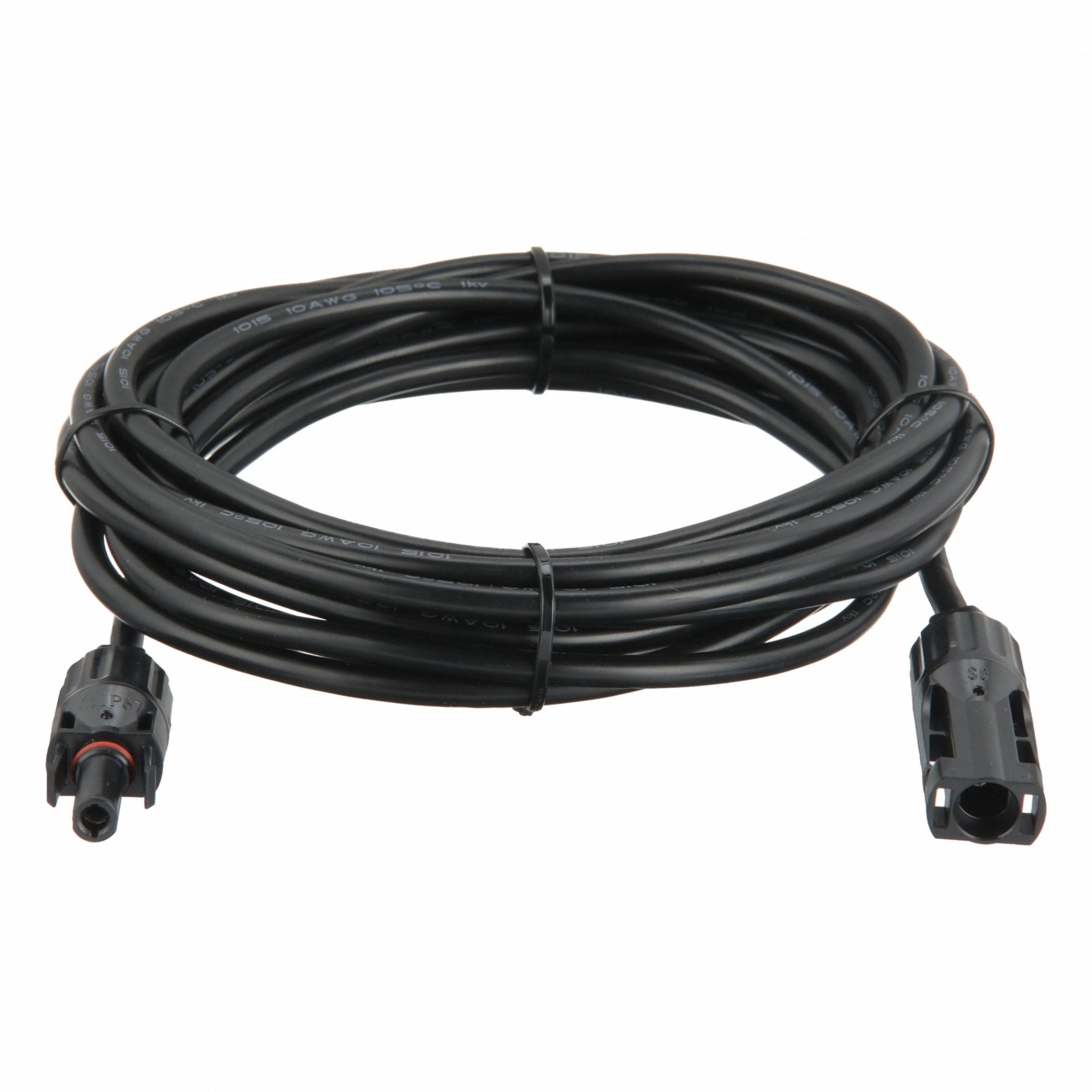 Solar Panel Cable: 15 ft Overall Lg, 10 AWG Conductor Size