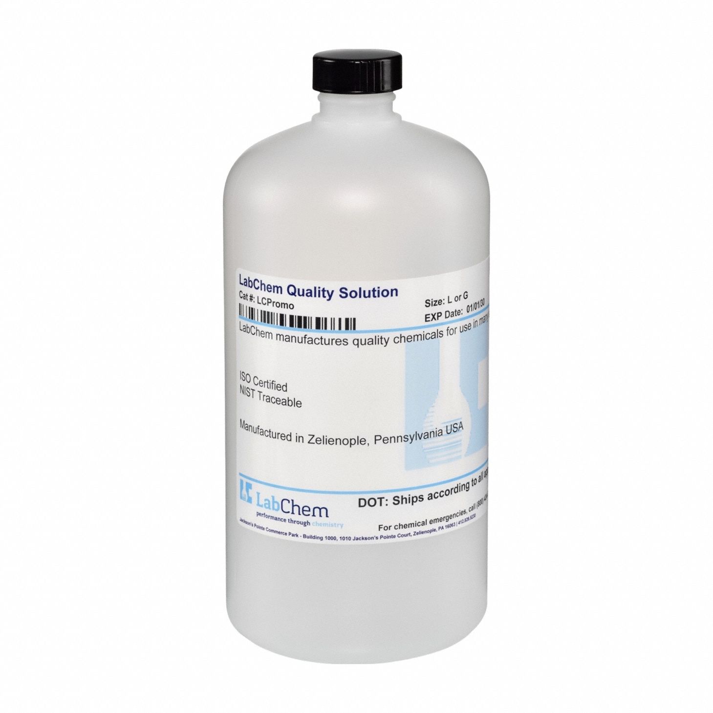 Water - Deionized - ASTM Type 1: ACS, 1 L, 7732-18-5, pH 7, Water, Liquid, Bottle, Polycoated, 1