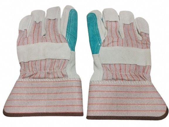 Leather Gloves: 2XL ( 11 ), Double Palm, Cowhide, Std, Glove, Full Finger, Safety Cuff, 12 PK