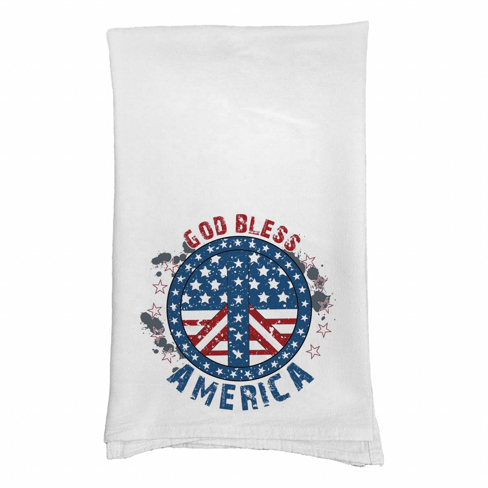 Kitchen Towel: White with Colored Print, USA, Cotton, 28 in Overall Lg