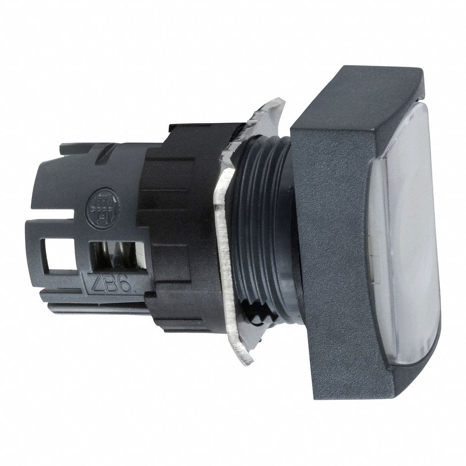 Flush Push Button: White, 16 mm Mounting Size, Non-Metallic, Maintained