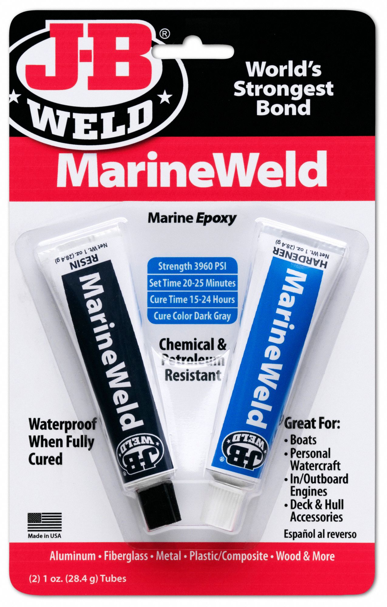 EPOXY ADHESIVE, MARINEWELD, AMBIENT CURED, 2 FL OZ, TUBE, DARK GREY, PASTE