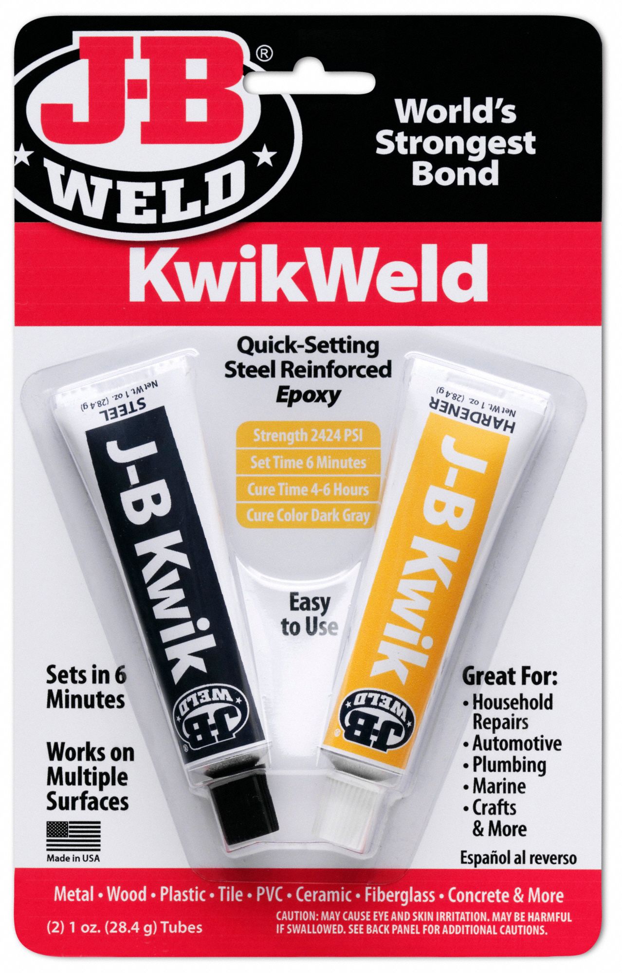 Epoxy Adhesive: KwikWeld, Ambient Cured, 2 fl oz, Tube, Dark Gray, Paste