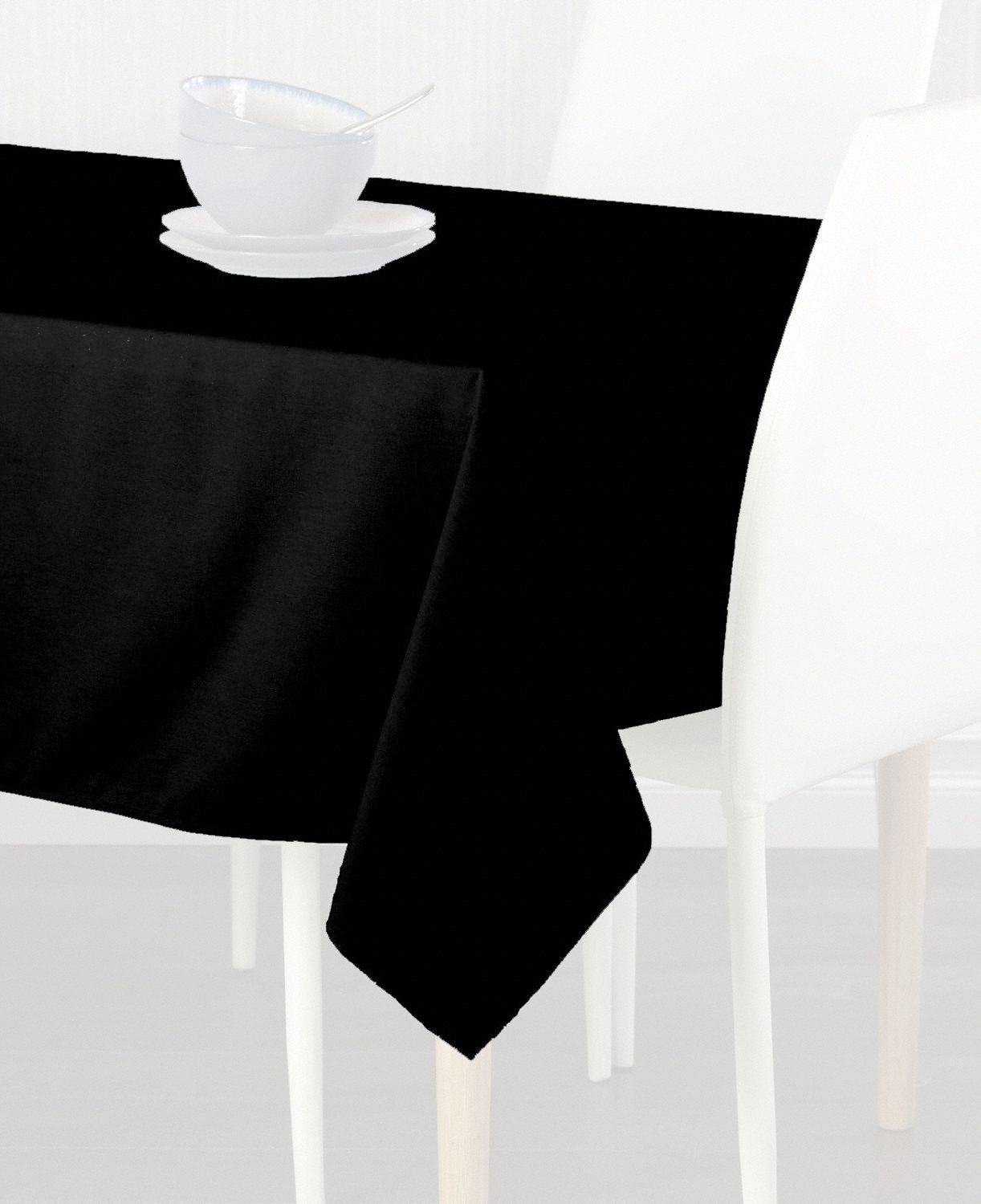 Tablecloth: Rectangle, Black, 72 in Overall Lg, 52 in Overall Wd, Polyester
