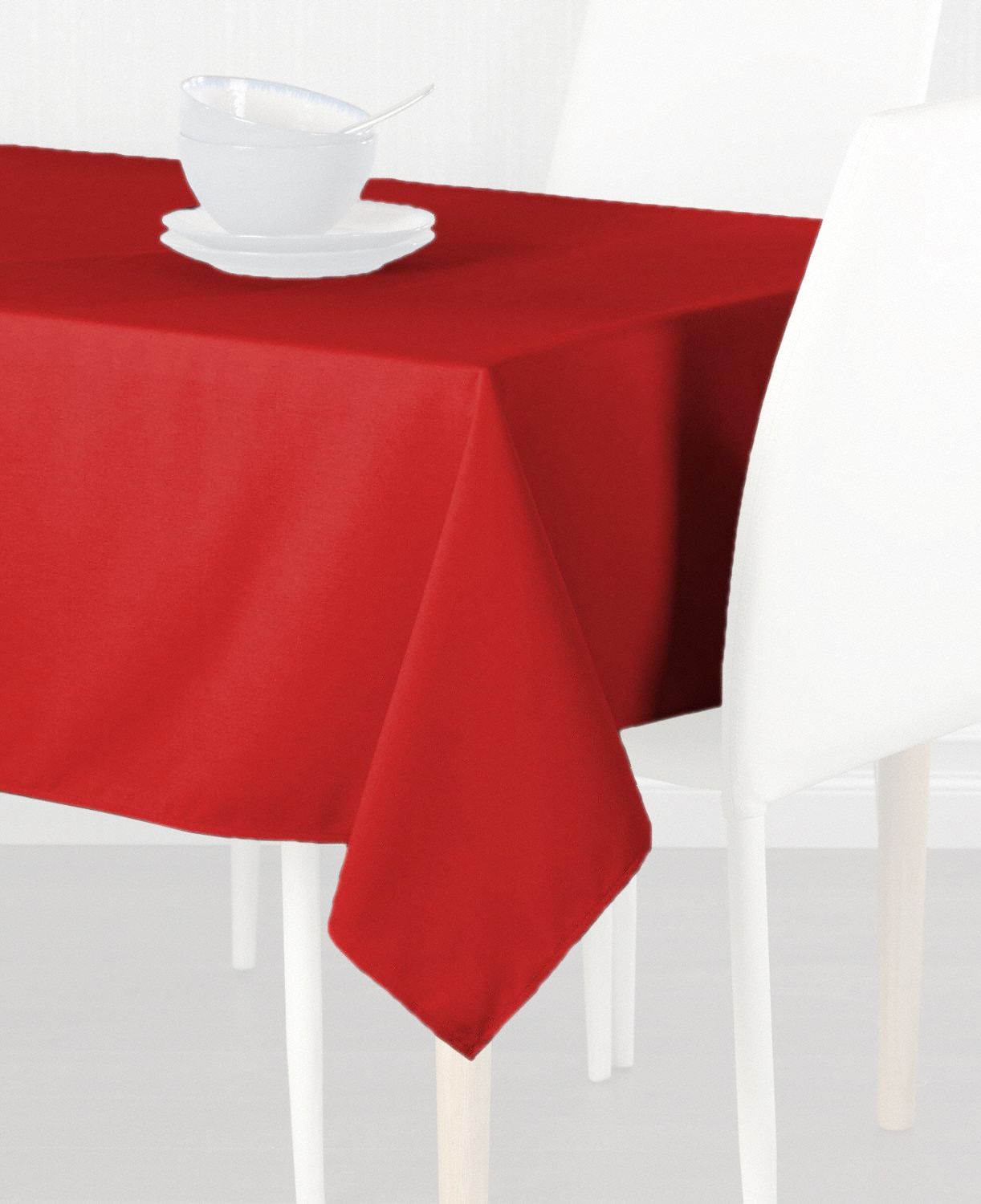 Tablecloth: Rectangle, Red, 72 in Overall Lg, 52 in Overall Wd, Polyester