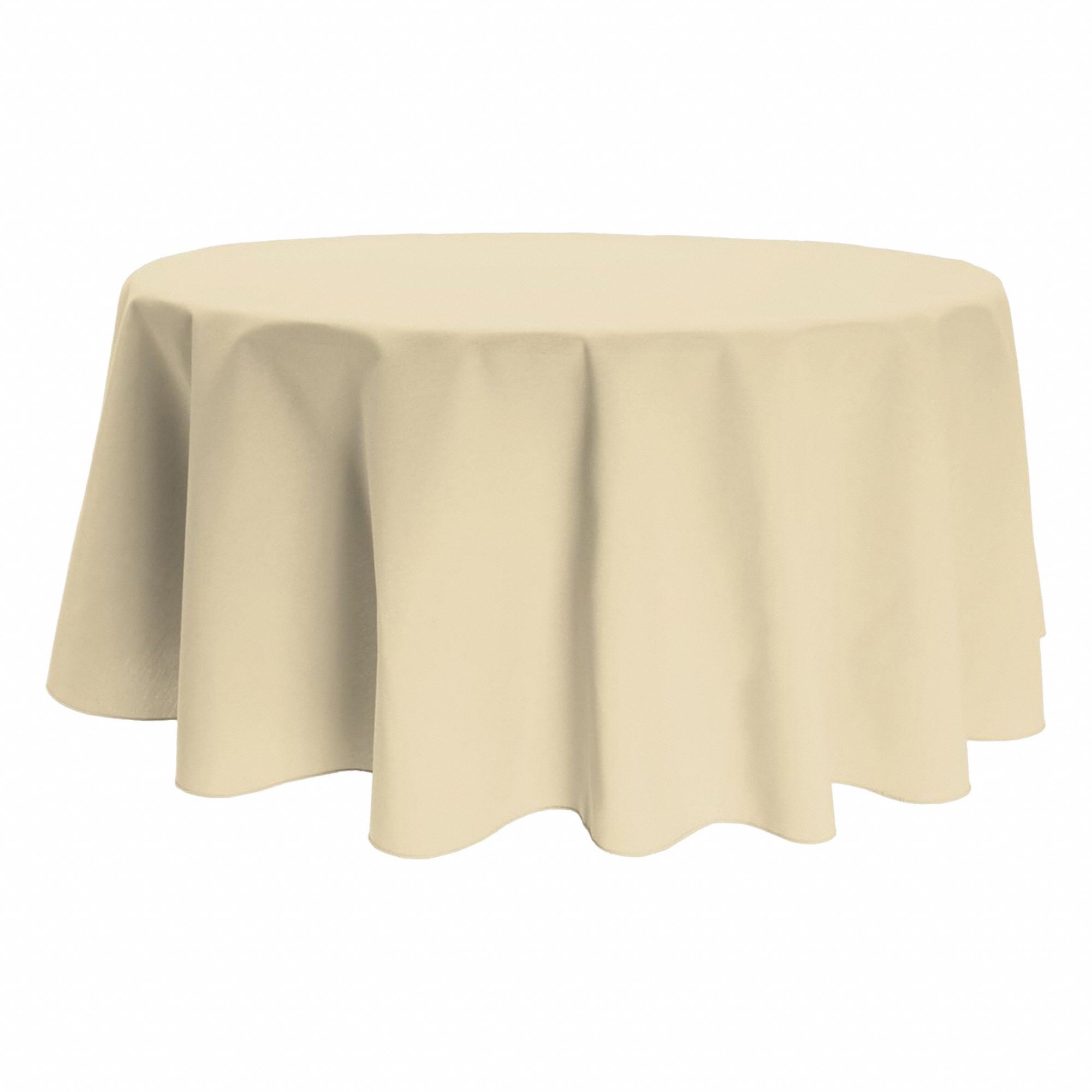Tablecloth: Round, Ivory, Polyester, 71 in Dia
