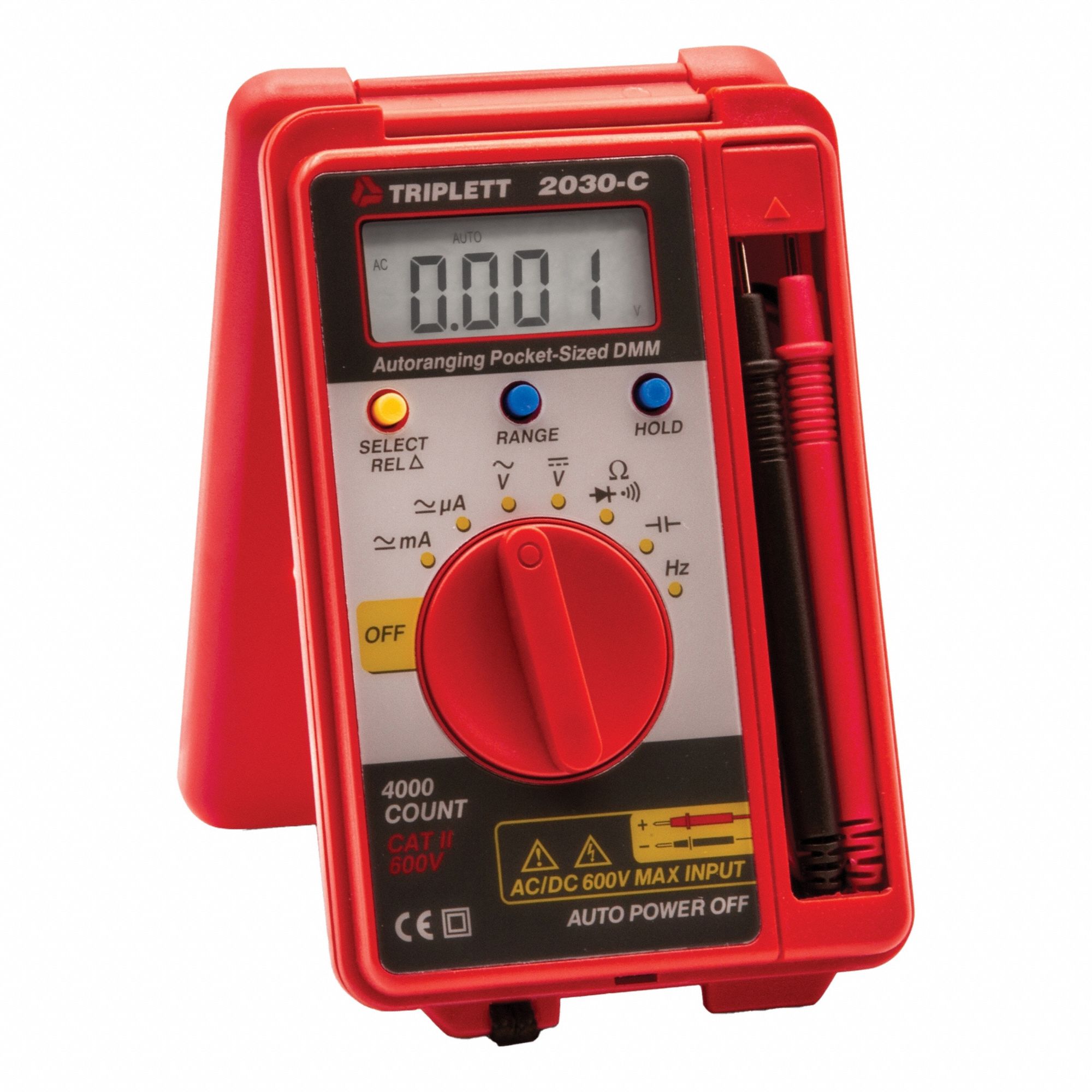 DIGITAL MULTIMETER, CAT II 600V, AVG, 600 V MAX AC VOLT MEASUREMENT, 4,000, LCD