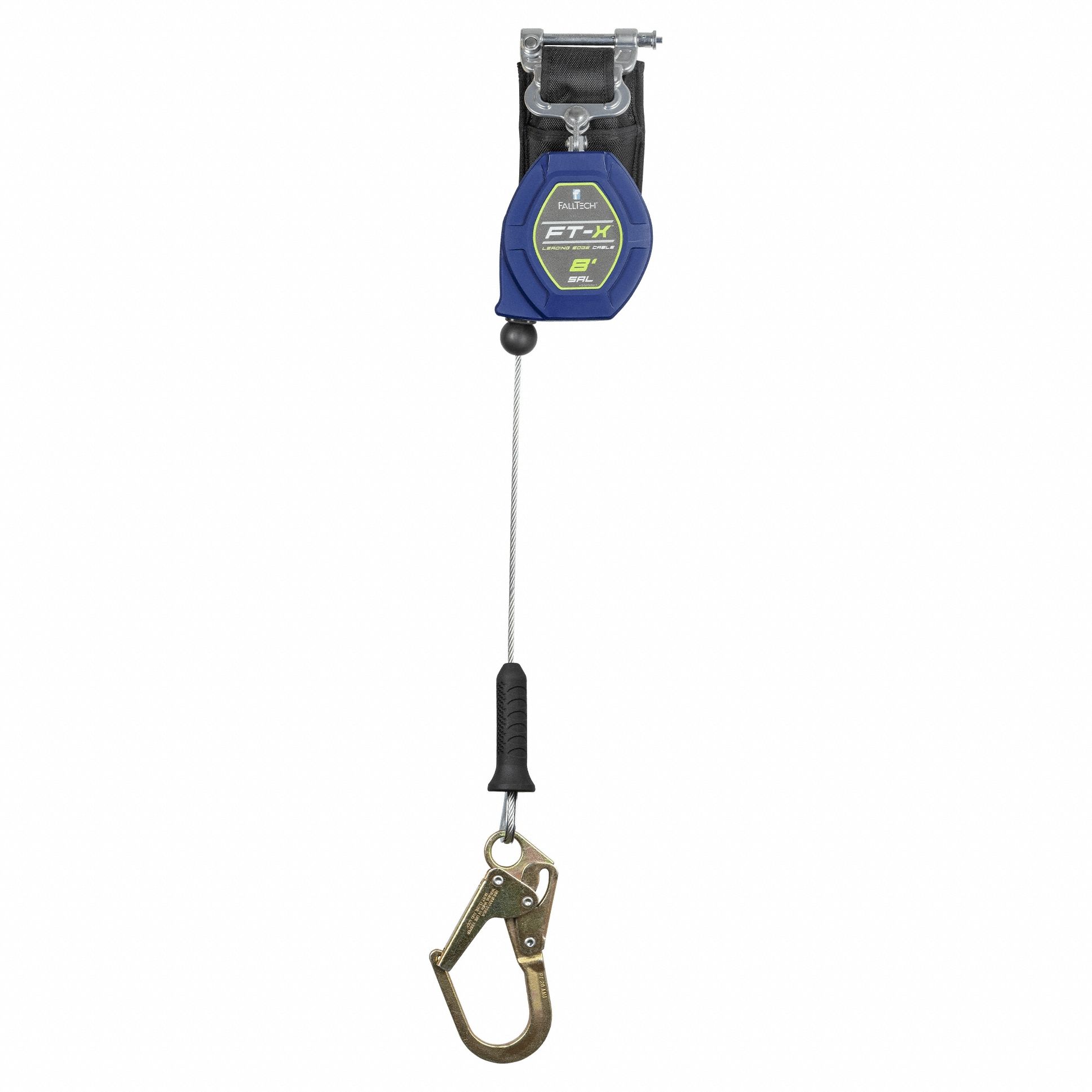 Self Retracting Lifeline: Steel Rebar Hook Anchor, Harness Aluminum Quick-Connect, FT-X