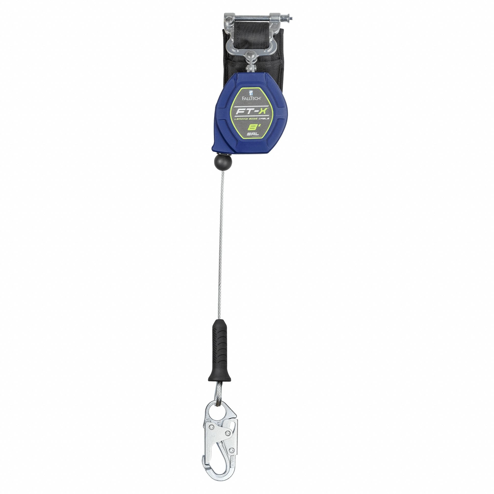 Self Retracting Lifeline: Steel Snap Hook Anchor, Harness Aluminum Quick-Connect, 8 ft Line
