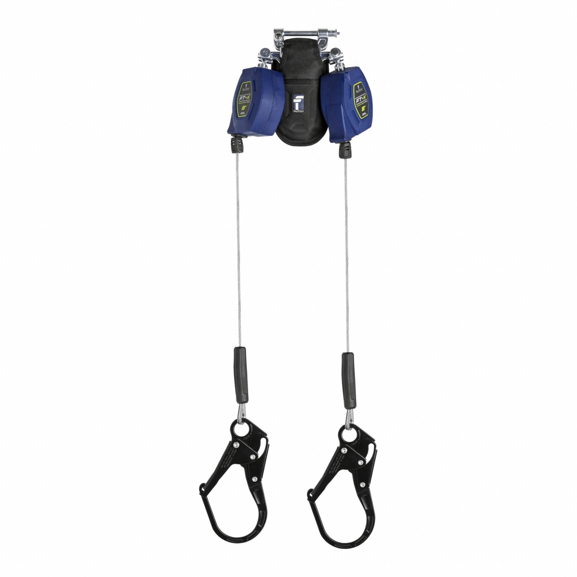 Self Retracting Lifeline: Steel Rebar Hook Anchor, Harness Aluminum Quick-Connect, 2 legs