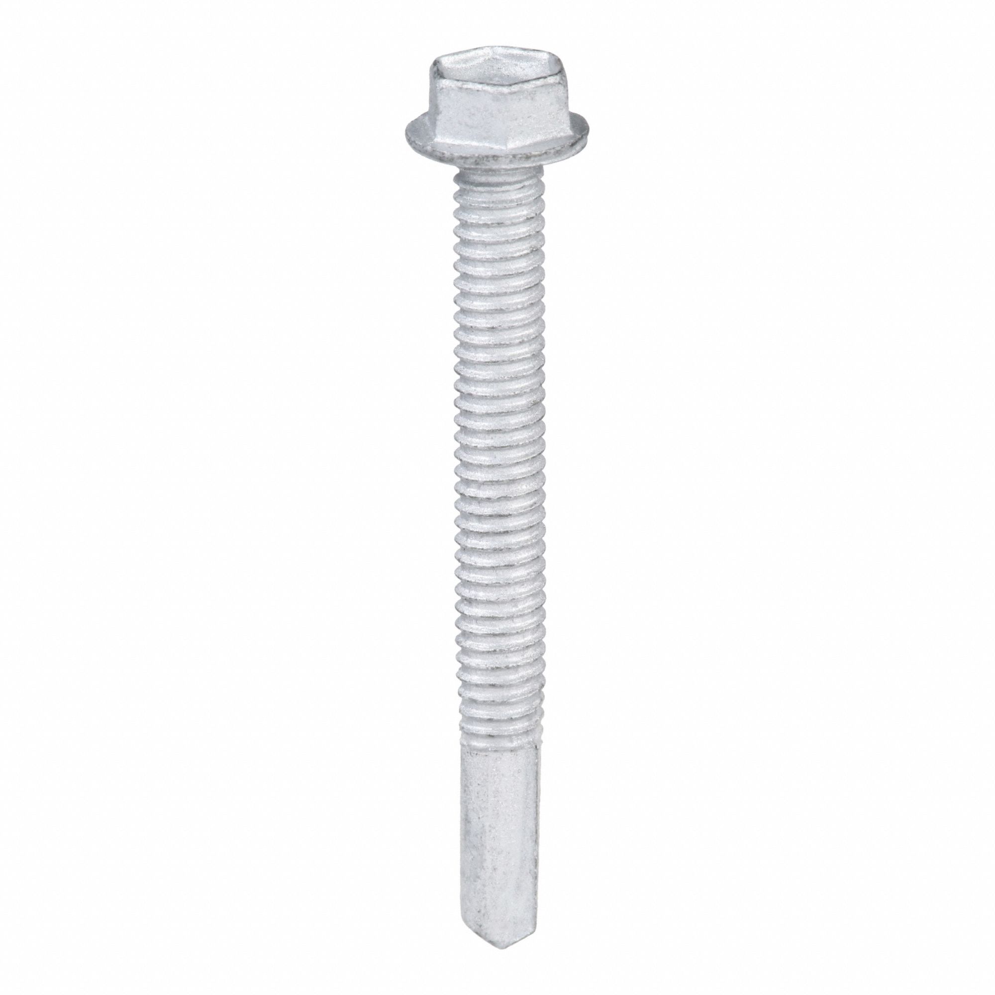 Self Drilling Screw: #12 Size, 2 in Lg, Steel, Climaseal™, Hex, External Hex, 250 PK
