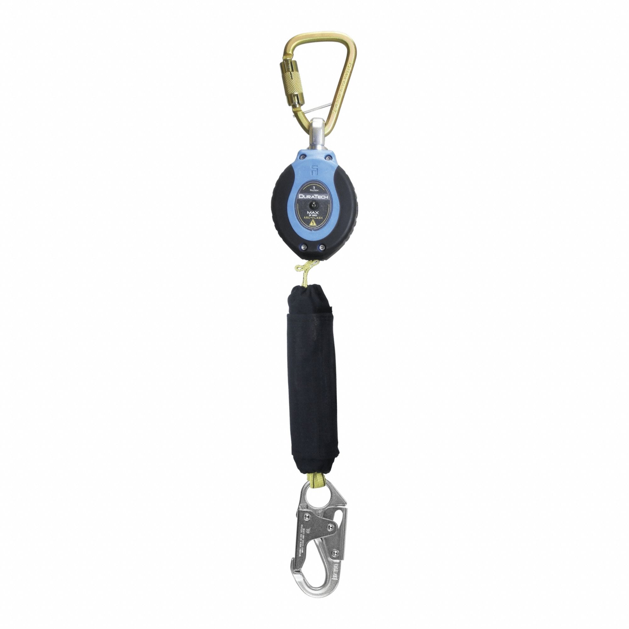 Self-Retracting Lifeline: Steel Snap Hook Anchor, Harness Steel Carabiner, 9 ft Line