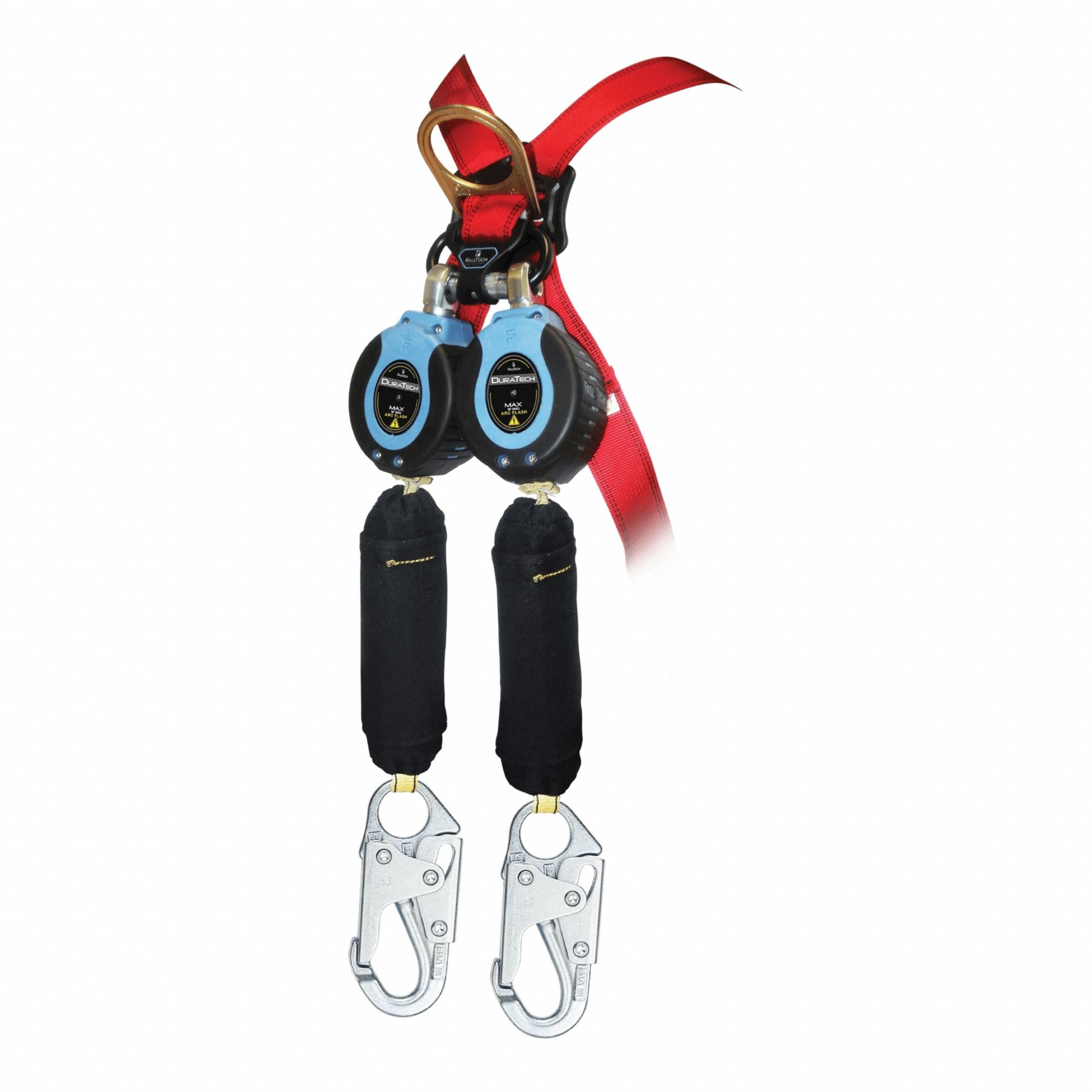 Self-Retracting Lifeline: Steel Snap Hook Anchor, Harness Steel Carabiner, 2 legs