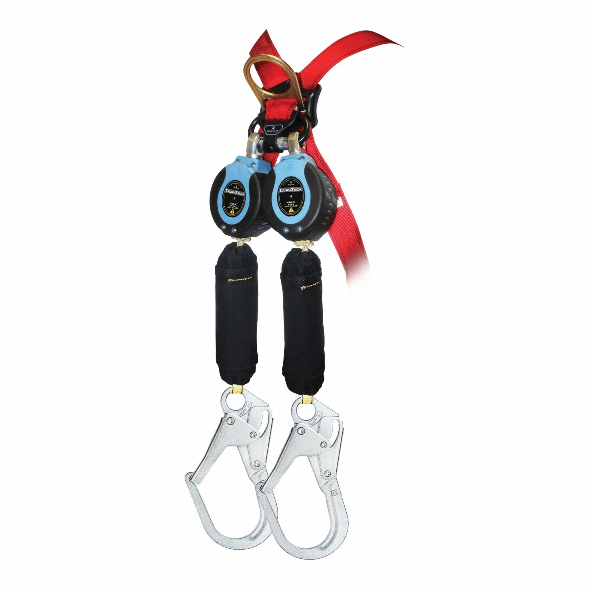 Self-Retracting Lifeline: 2 1/2 inSteel Rebar Hook Anchor, Harness Steel Carabiner, 2 legs