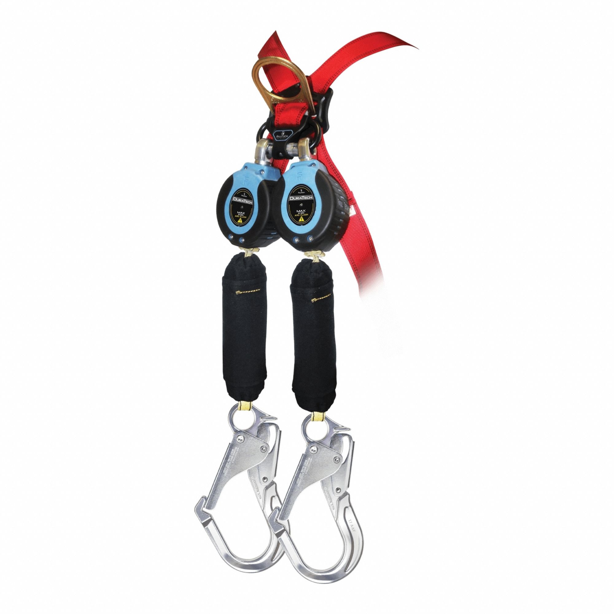 Self-Retracting Lifeline: 2 1/2 inAluminum Rebar Hook Anchor, Harness Steel Carabiner