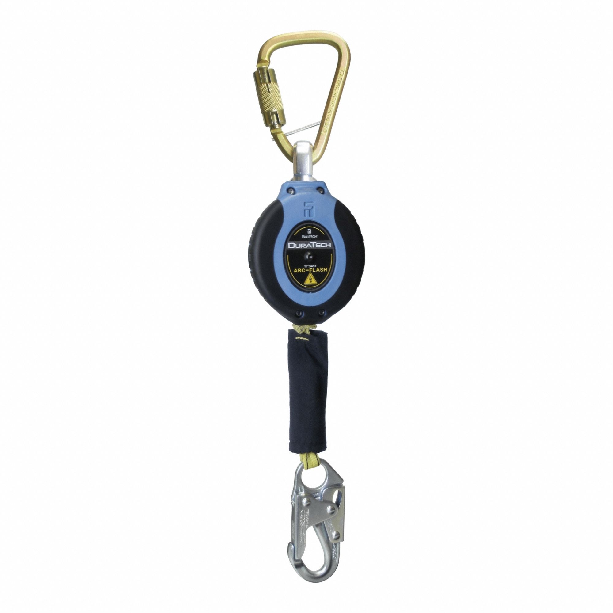 Self-Retracting Lifeline: Steel Snap Hook Anchor, Harness Steel Carabiner, 11 ft Line