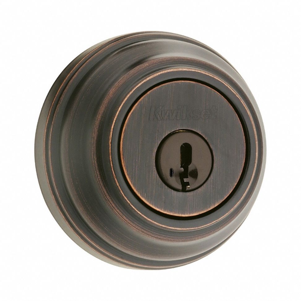 Single Cylinder Deadbolt: Cylindrical, 1 3/4 in Door Thick - Max, Black