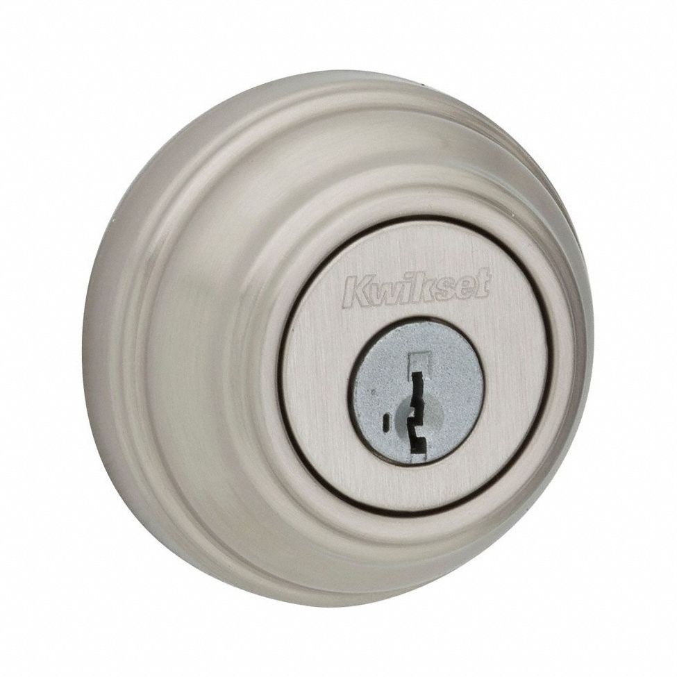 Single Cylinder Deadbolt: Cylindrical, 1 3/4 in Door Thick - Max, Nickel