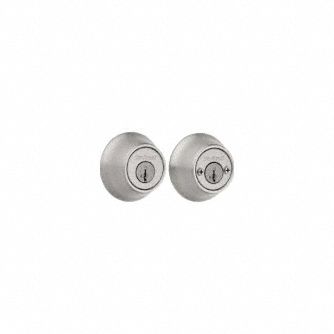 Double Cylinder Deadbolt: Cylindrical, 1 3/4 in Door Thick - Max, Chrome