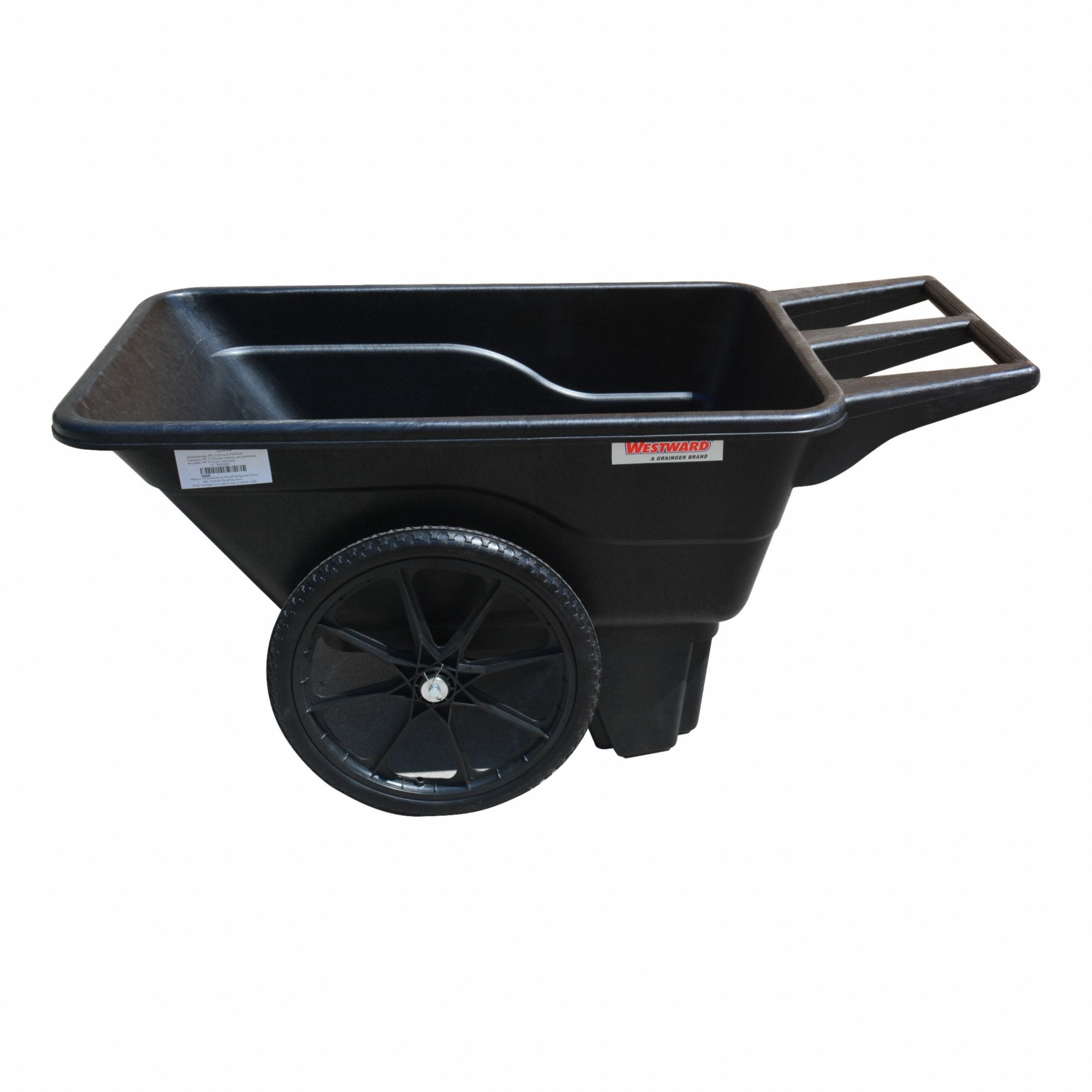 Wheelbarrow: Polypropylene Tray, 7 1/2 cu ft Max Volume Capacity, 330 lb Max Load Capacity