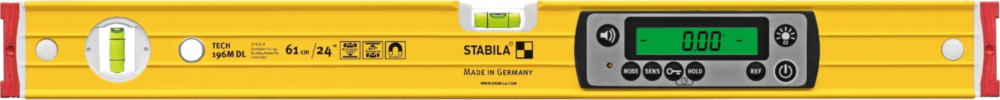 Digital Level: 1°– 90°, Includes Batteries, 0 Rare Earth, ±0.10°, 24 in Overall Lg, Bag, LED