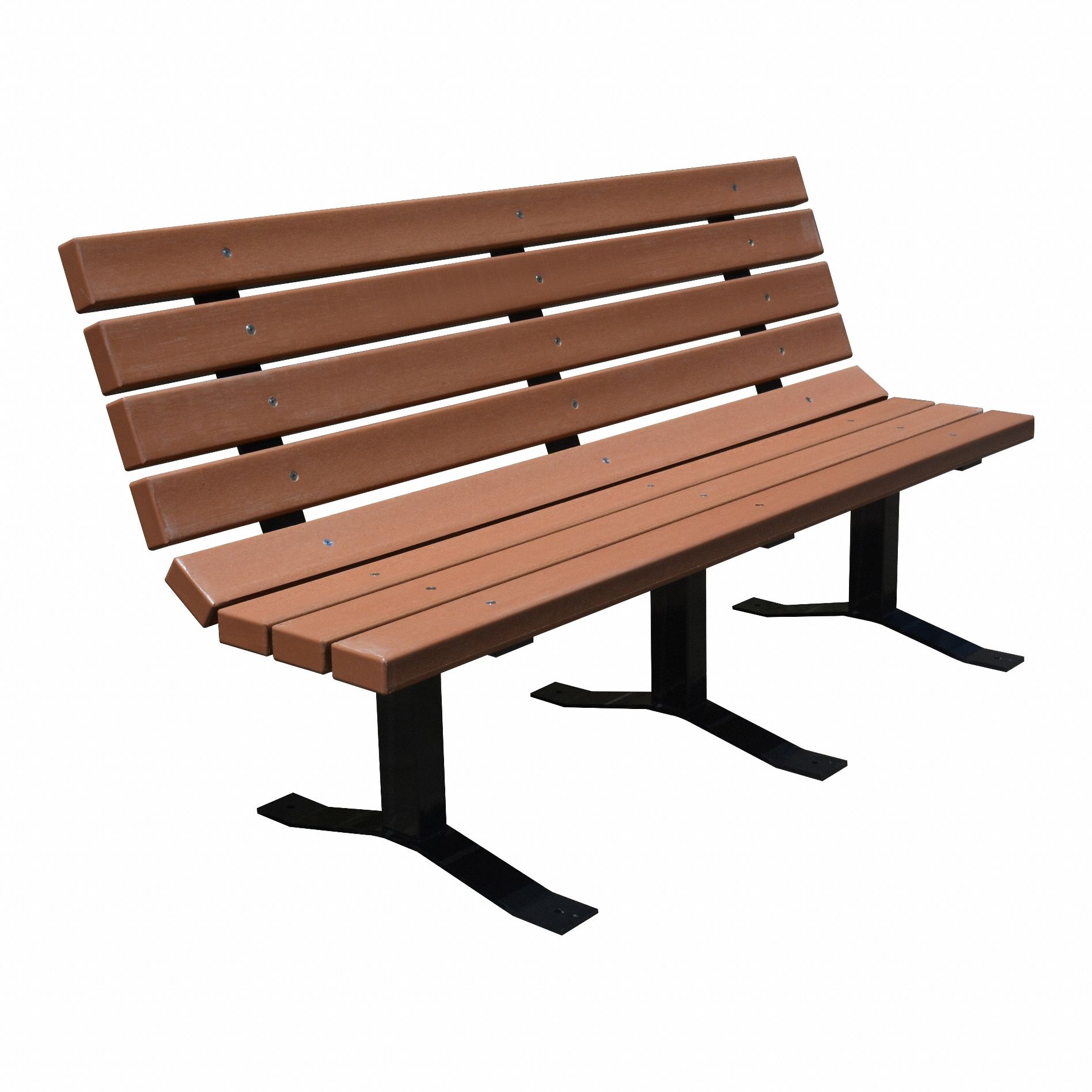 Outdoor Bench: 72 in Overall Lg, 37 1/8 in Overall Ht, Brown, Black, Plank Surface