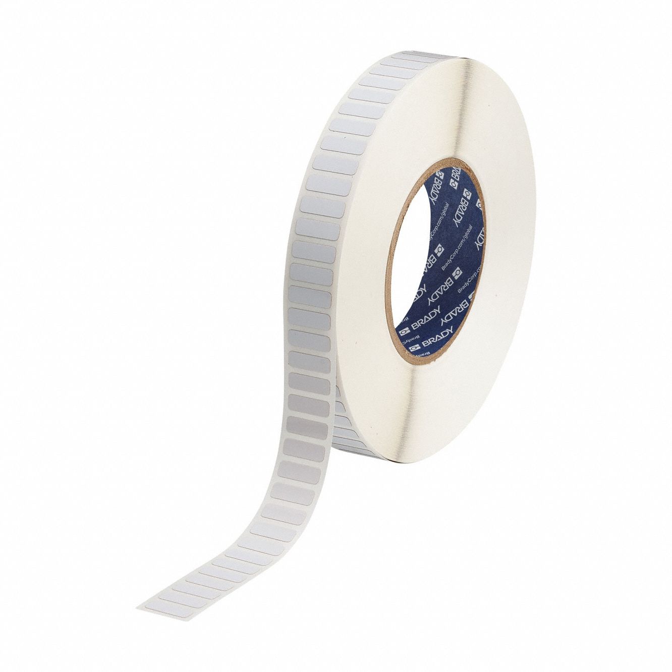 Pre-Cut Label Stock Roll: 1/4 in x 3/4 in, 61/64 in x 1/4 in, Polyimide, White (Gloss)