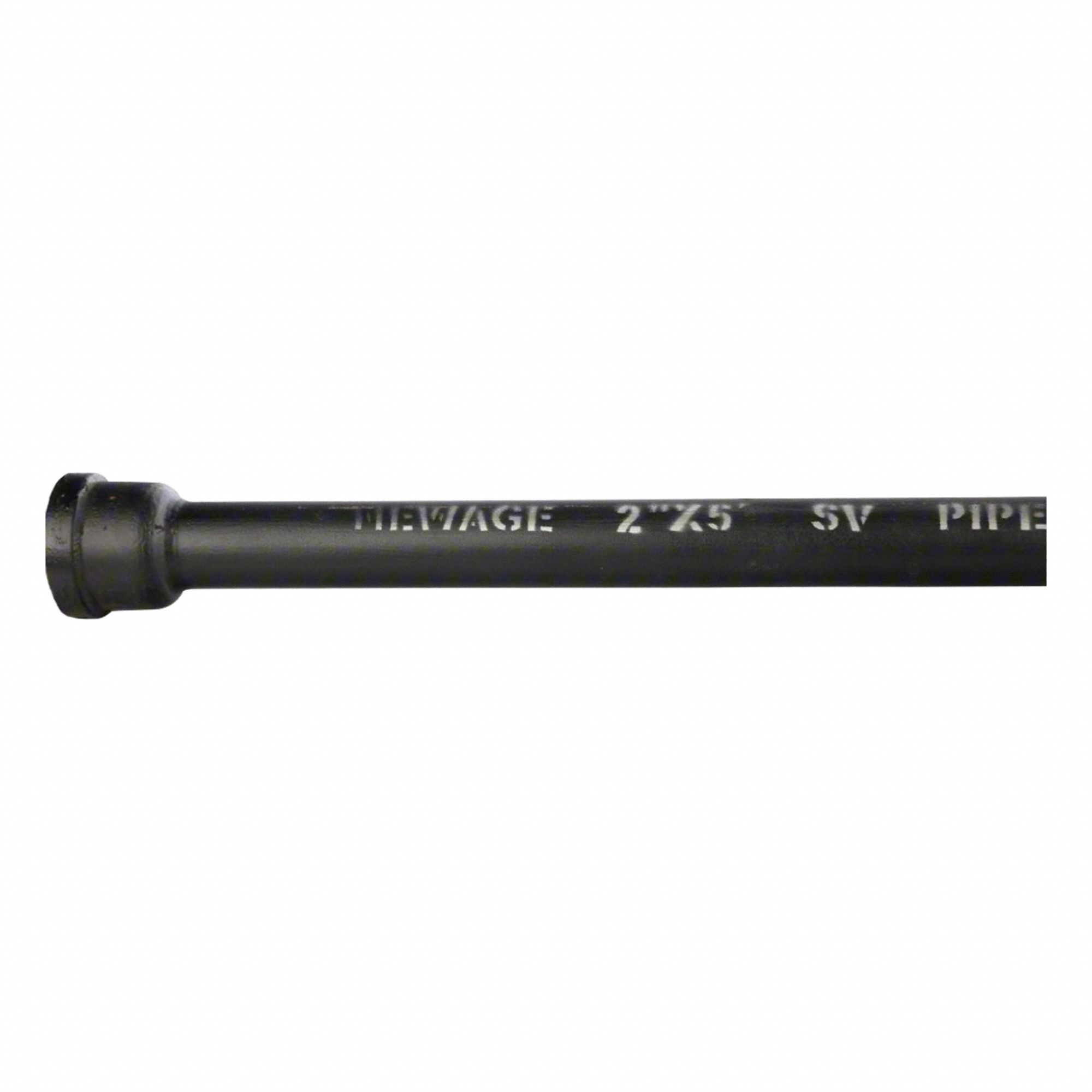 Single Hub Pipe: Black Cast Iron, 10 in Nominal Pipe Size, 5 ft Lg, Hub and Spigot, Class 20