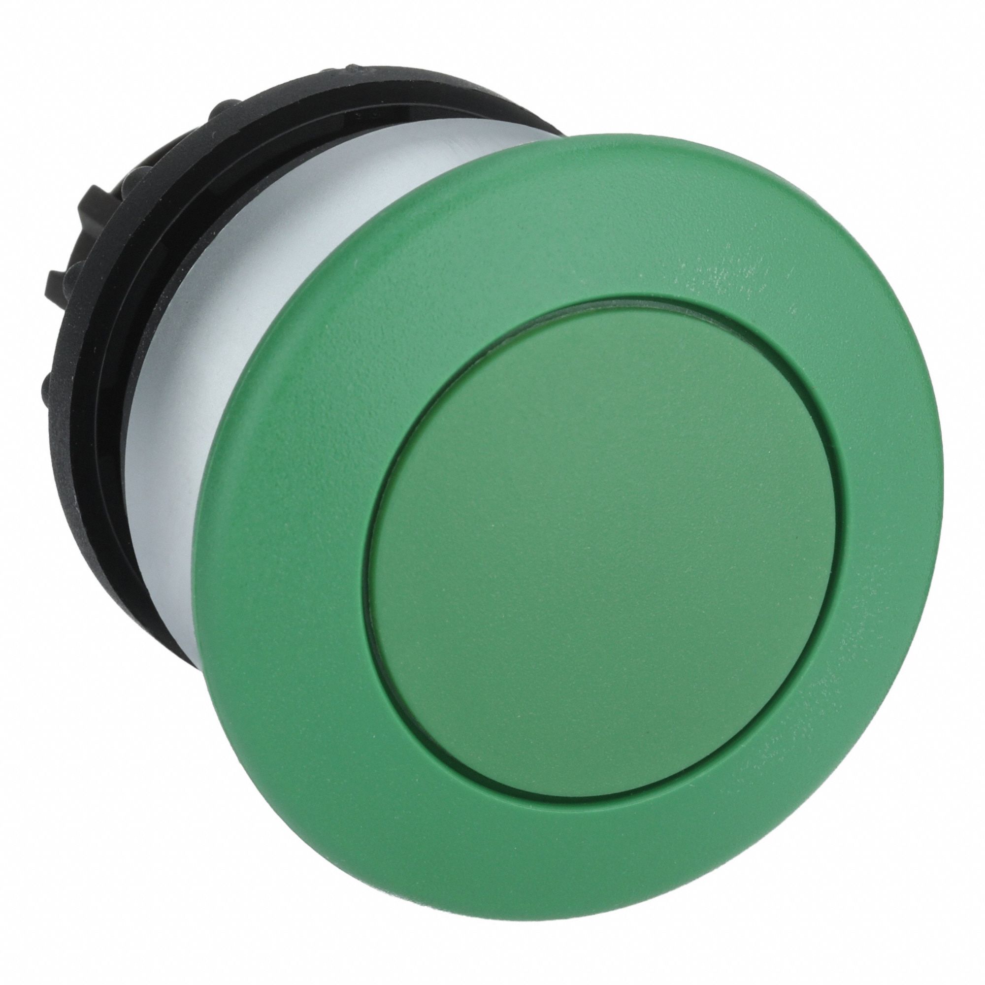 Mushroom Head Push Button: Green, 22 mm Mounting Size, Non-Metallic, Maintained