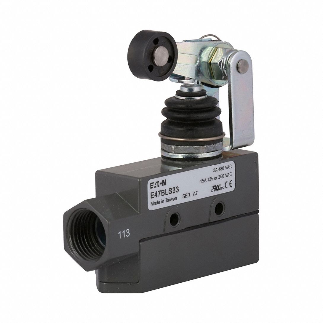 Snap Action Switch: Roller Lever Actuator, SPDT, Screw Terminals