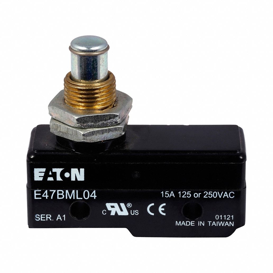Snap Action Switch: Plunger Actuator, SPDT, Solder Terminals