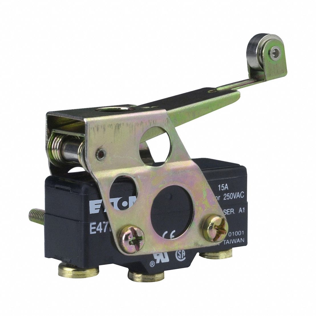 Snap Action Switch: Roller Lever Actuator, SPDT, Screw Terminals