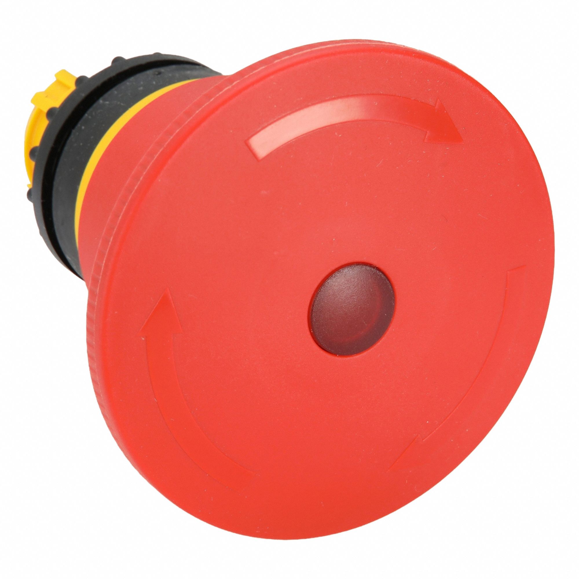 Mushroom Head Push Button: Red, 22 mm Mounting Size, Non-Metallic, Maintained