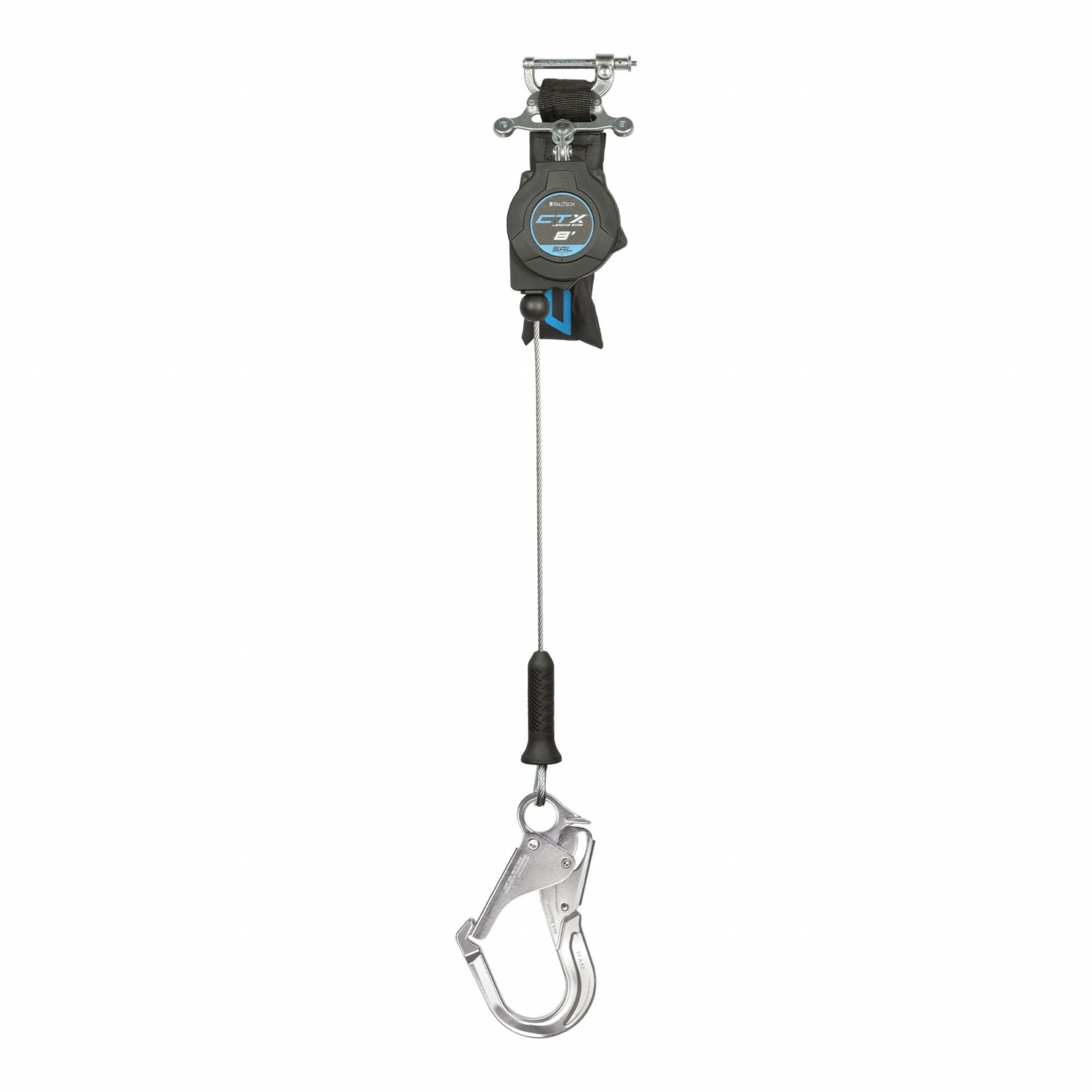 Self-Retracting Lifeline: Aluminum Rebar Hook Anchor, Harness Aluminum Quick-Connect, CTX