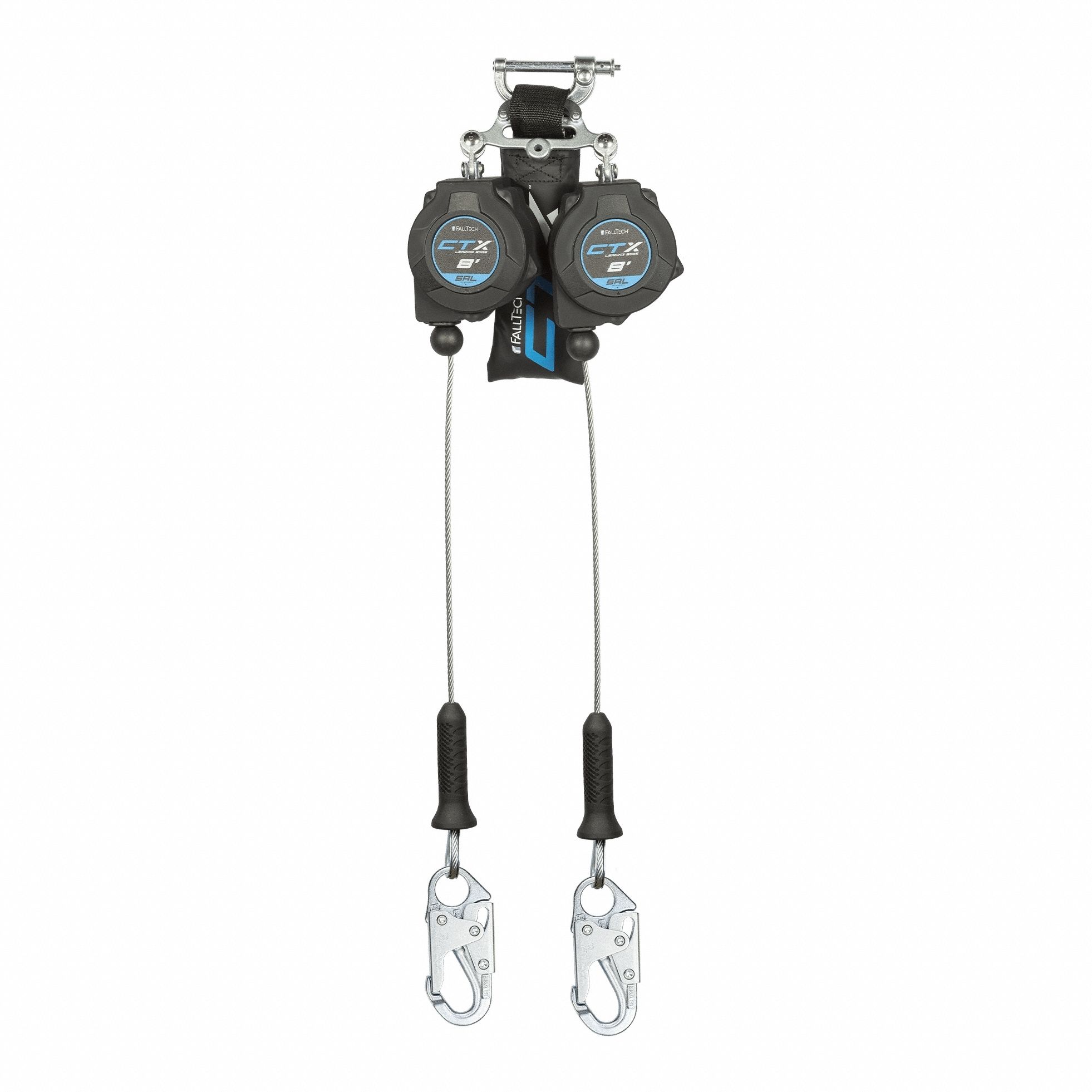 Self-Retracting Lifeline: Steel Snap Hook Anchor, Harness Aluminum Quick-Connect, 2 legs
