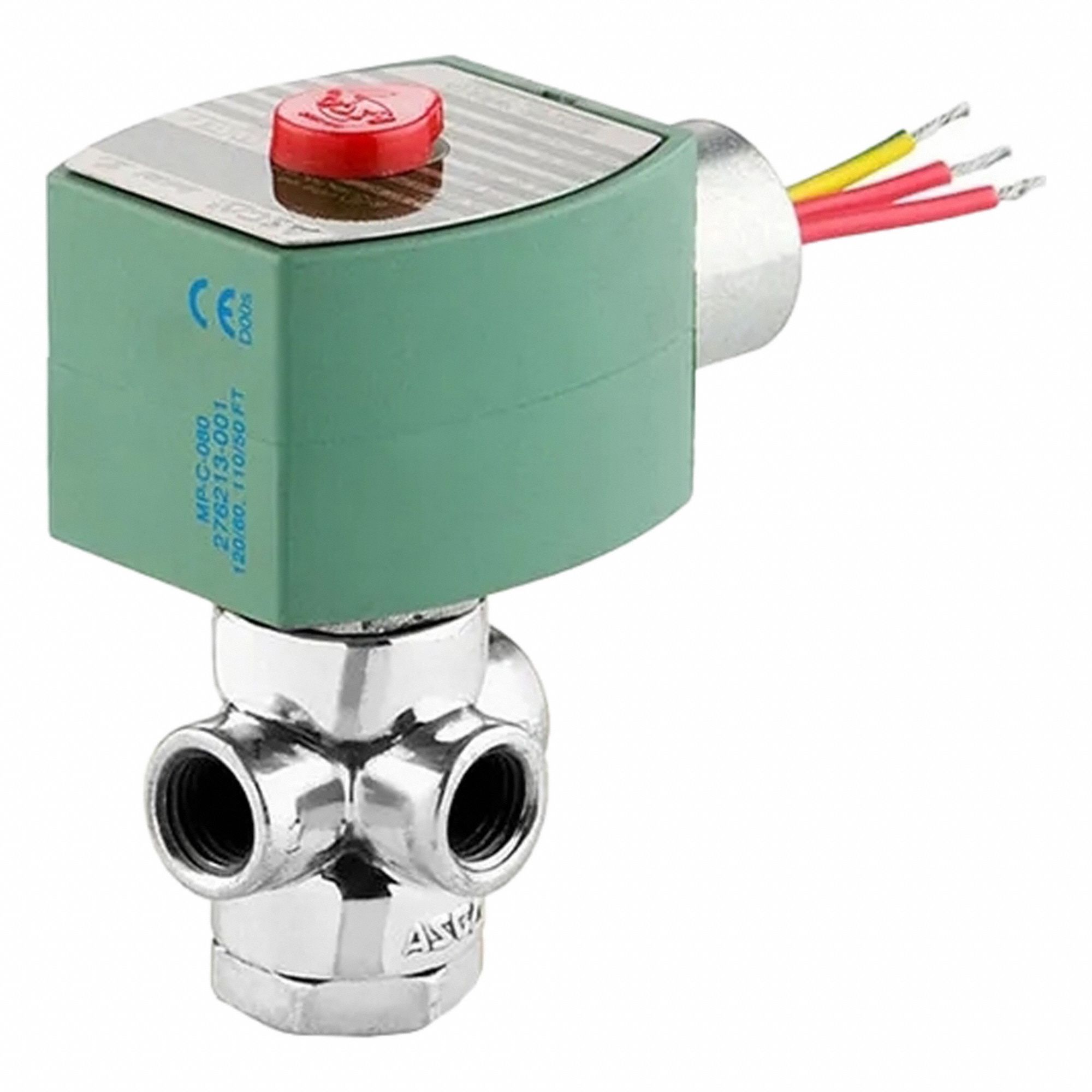 Solenoid Valve: 3-Way, Normally Closed, 1/8 in Pipe Size, 24V AC, Watertight, Direct Mount