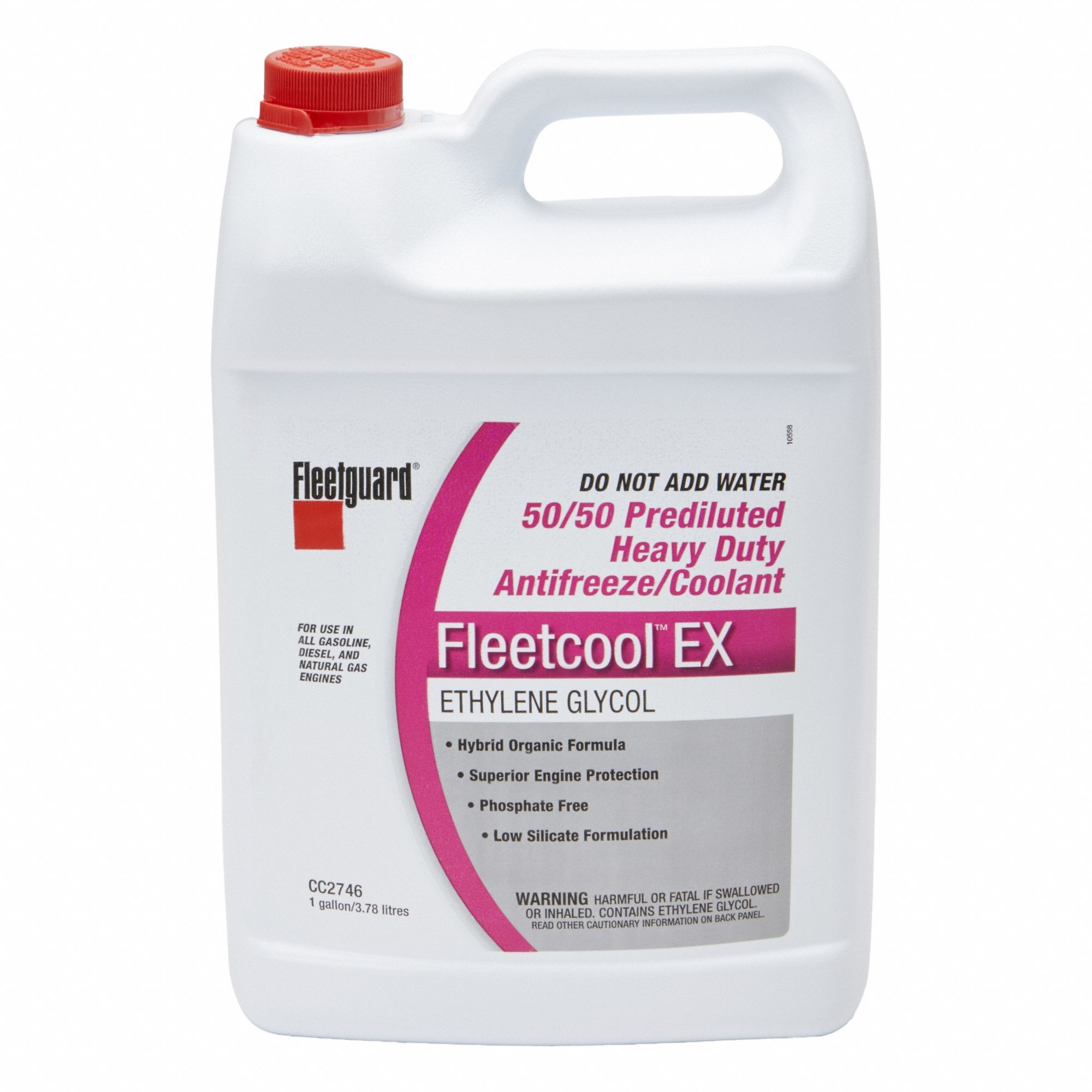 Coolant: Pre-Diluted 50/50, 1 gal Container Size, Pink, HOAT, Ethylene Glycol, Jug