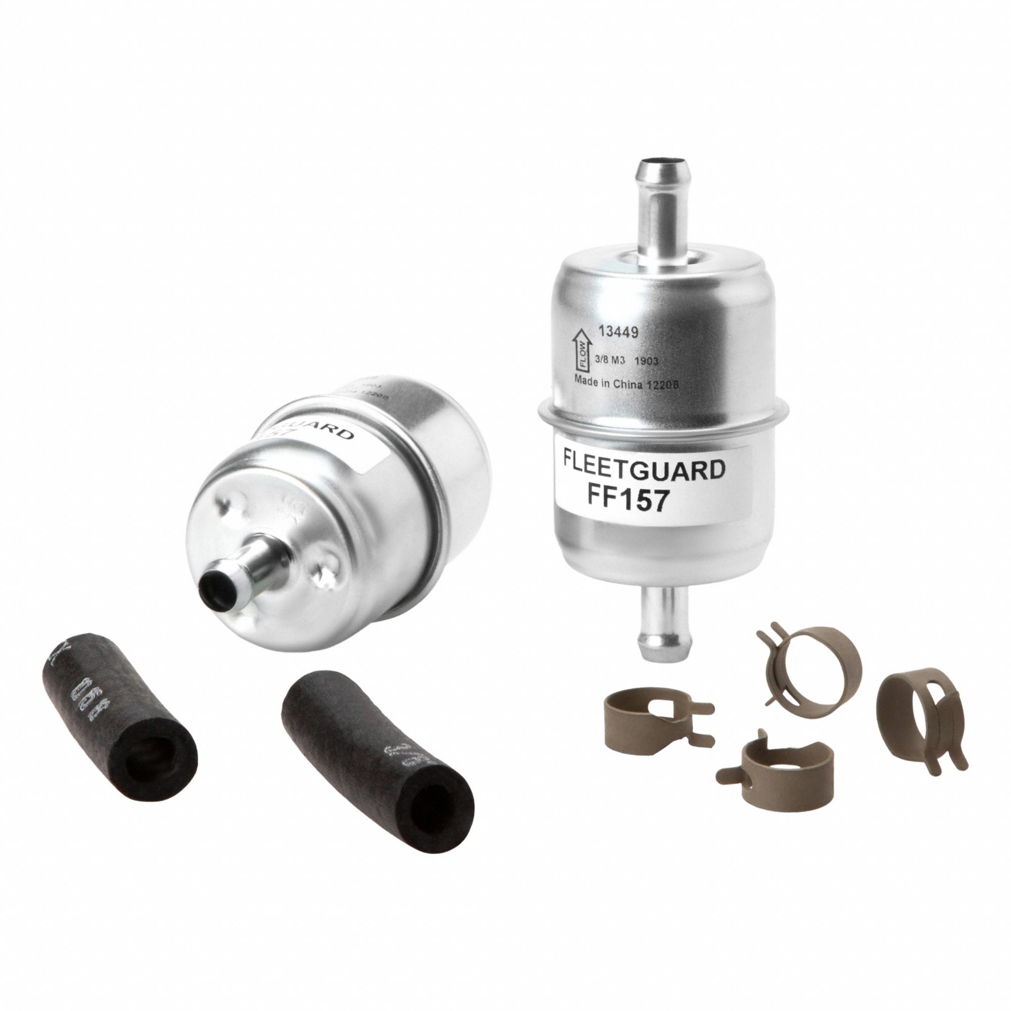 Automotive Fuel Filter: 12 in Overall Lg, (2) Hoses/(4) Clamps/Gasket, 7 in Overall Ht