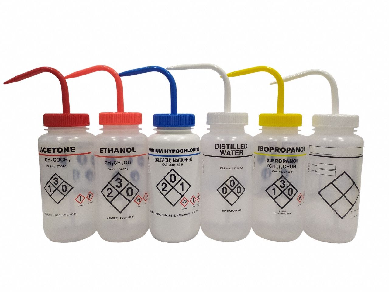 Wash Bottle: 16 fl oz Capacity - oz, 500 mL Capacity - mL, Wide Mouth Size, Nonvented, Plastic